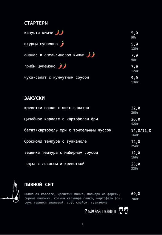 Punk Roll меню