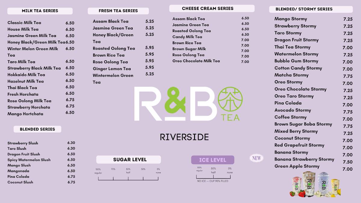 R&B Tea Riverside меню