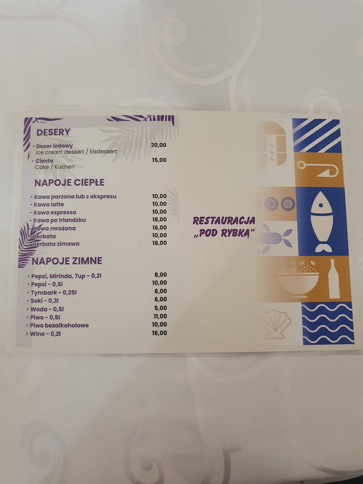 RESTAURACJA POD RYBKĄ меню