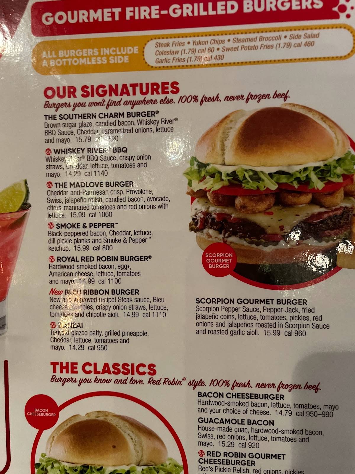 Red Robin Gourmet Burgers and Brews меню