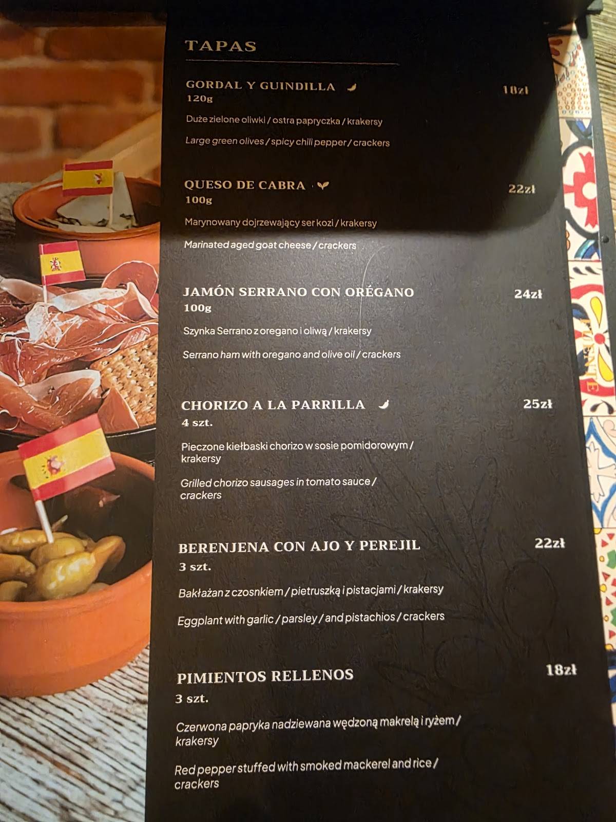 Restauracja Fuente меню