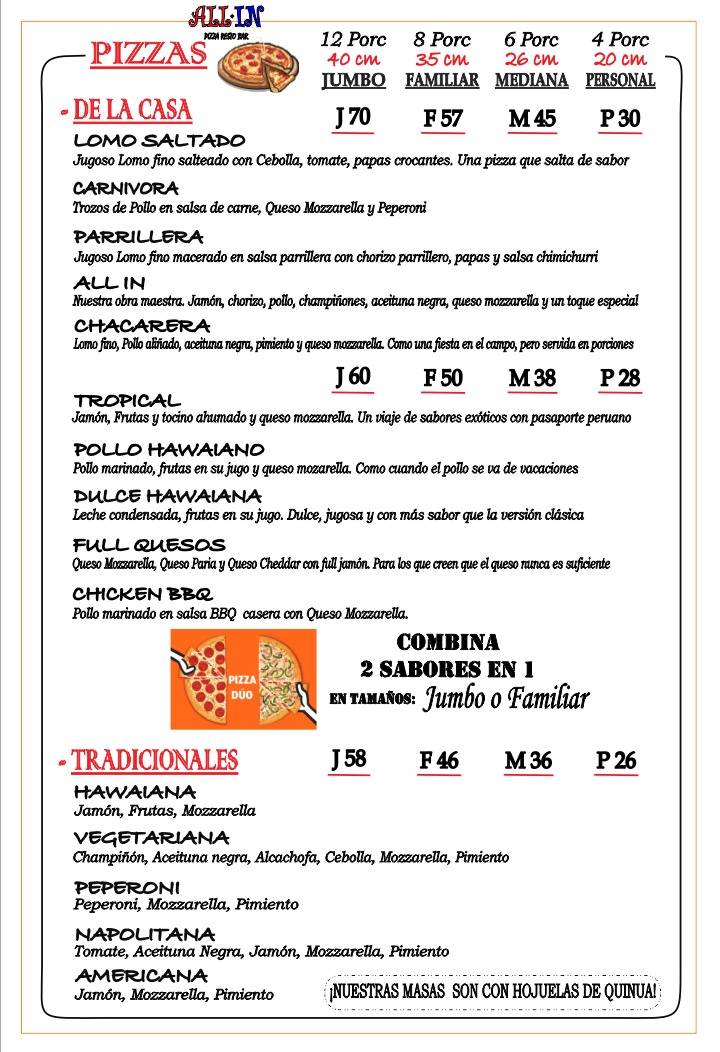 All In Pizza Resto Bar меню
