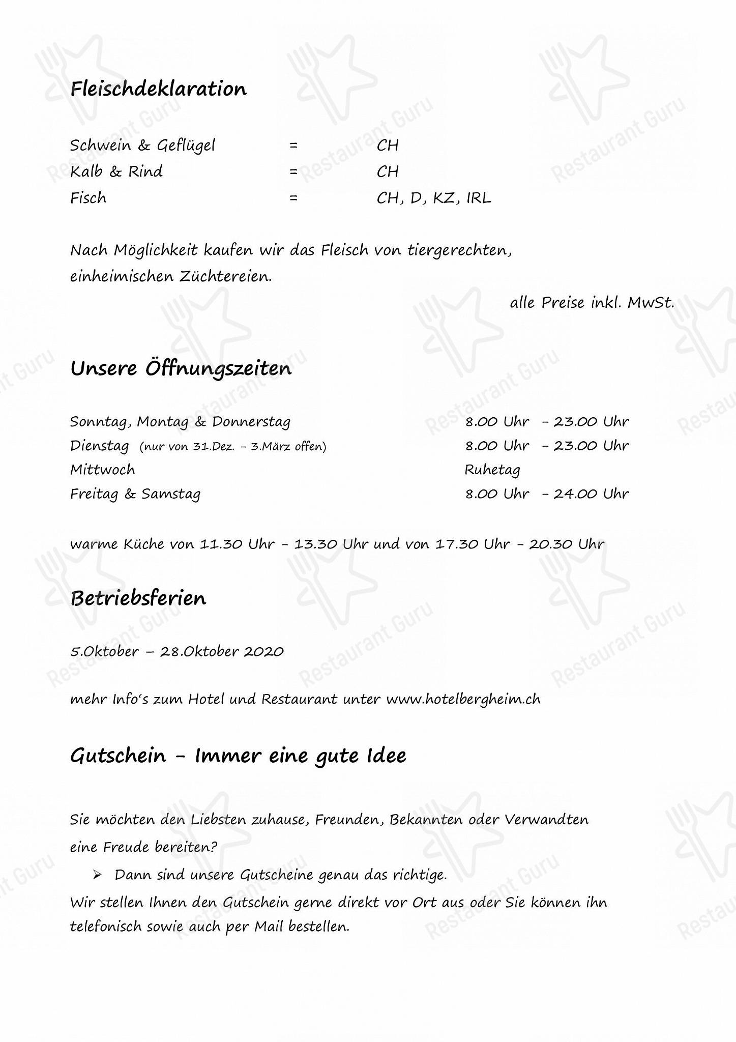 Меню ресторана Hotel - Restaurant Bergheim - Детское