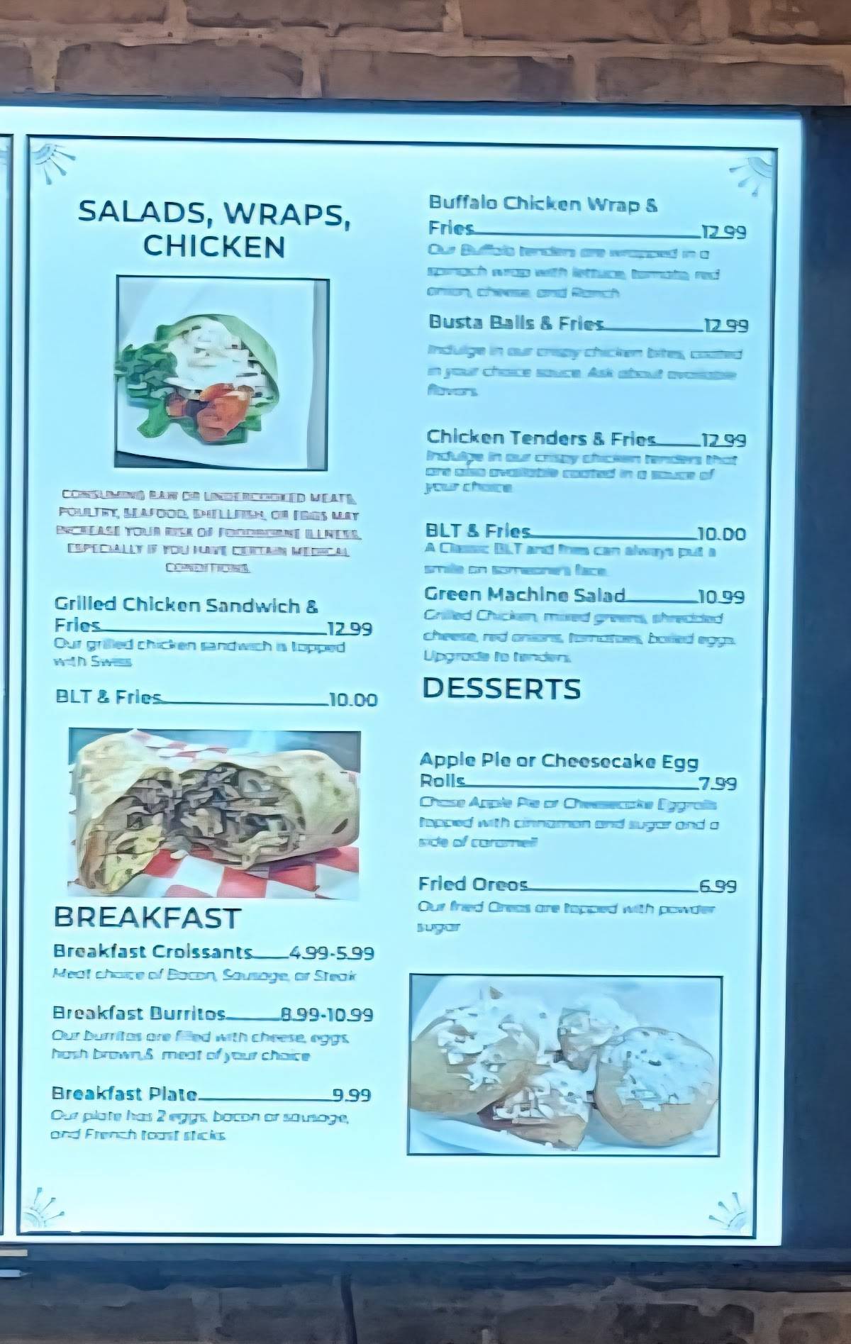 Busta's Burgers меню