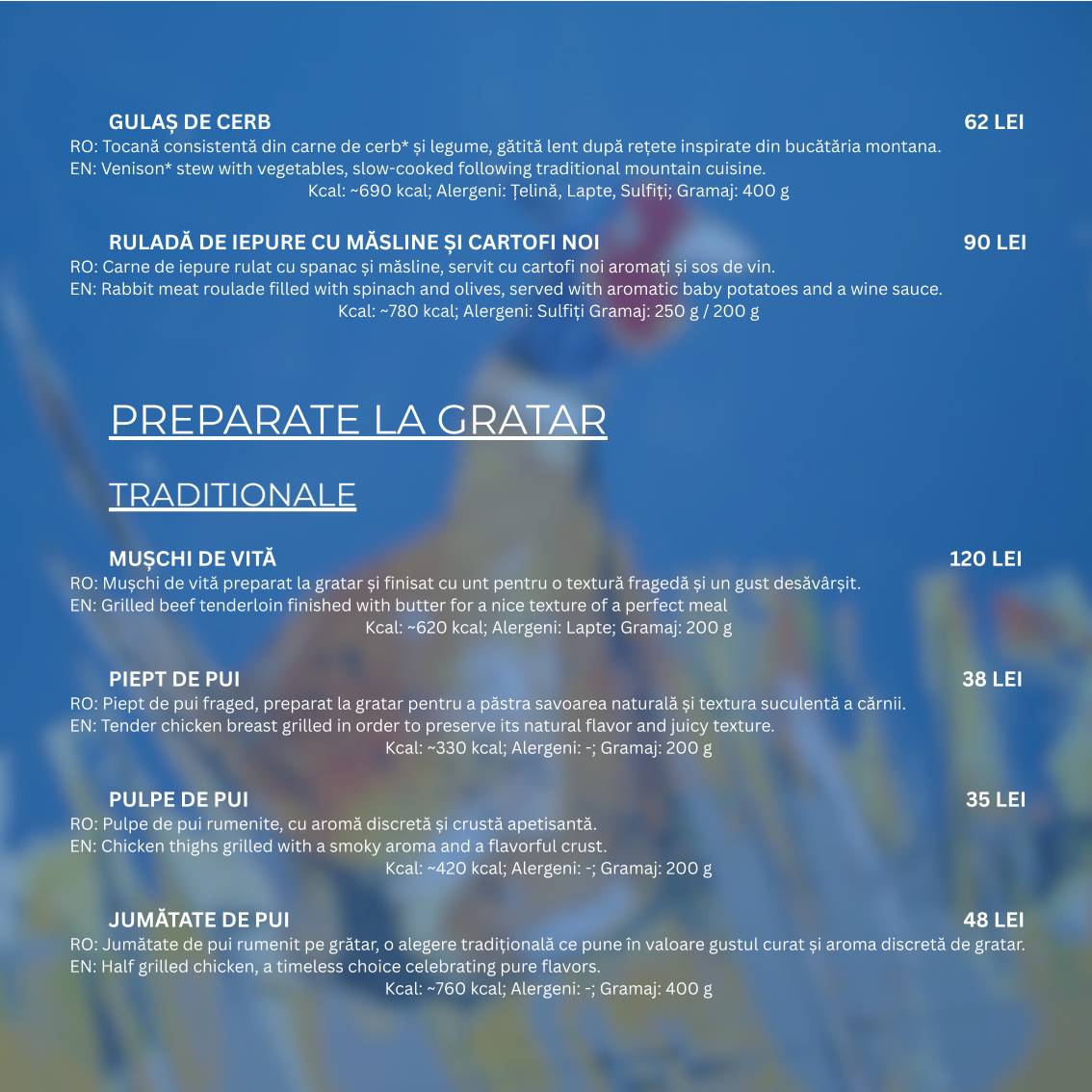 Restaurant Codru меню