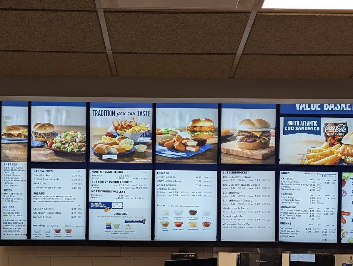 Culver’s меню