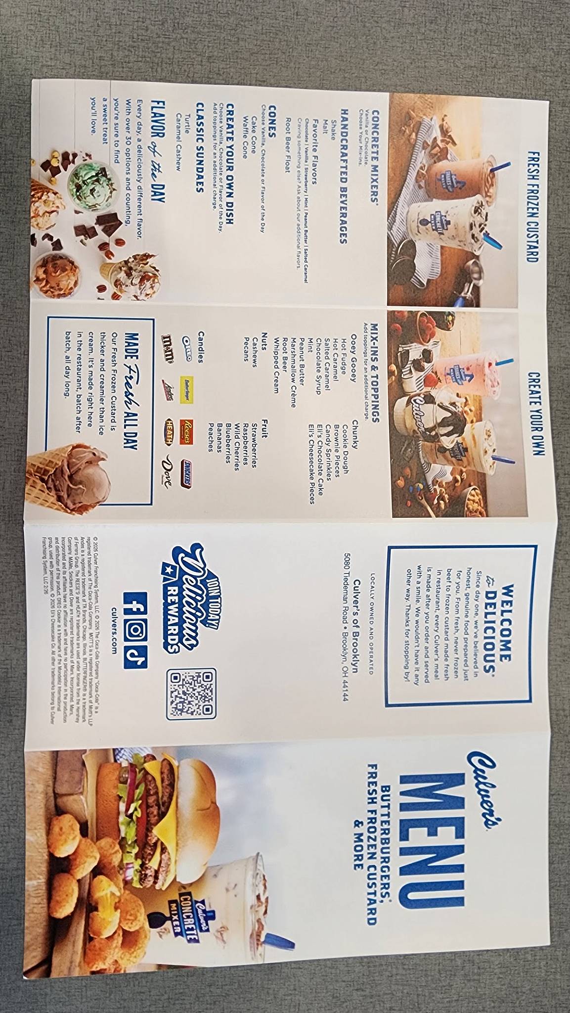 Culver’s меню