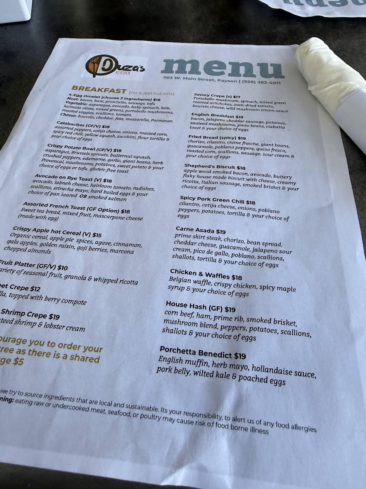 Duza's Kitchen меню