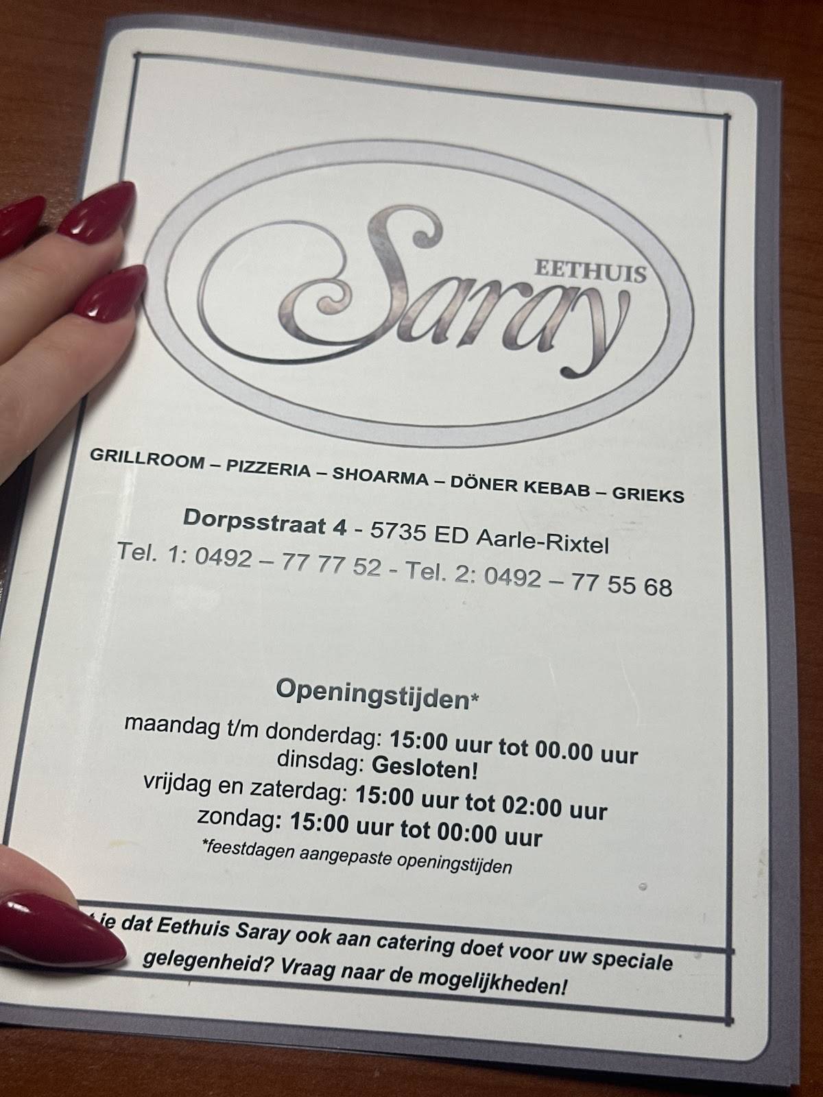 Eethuis Saray меню