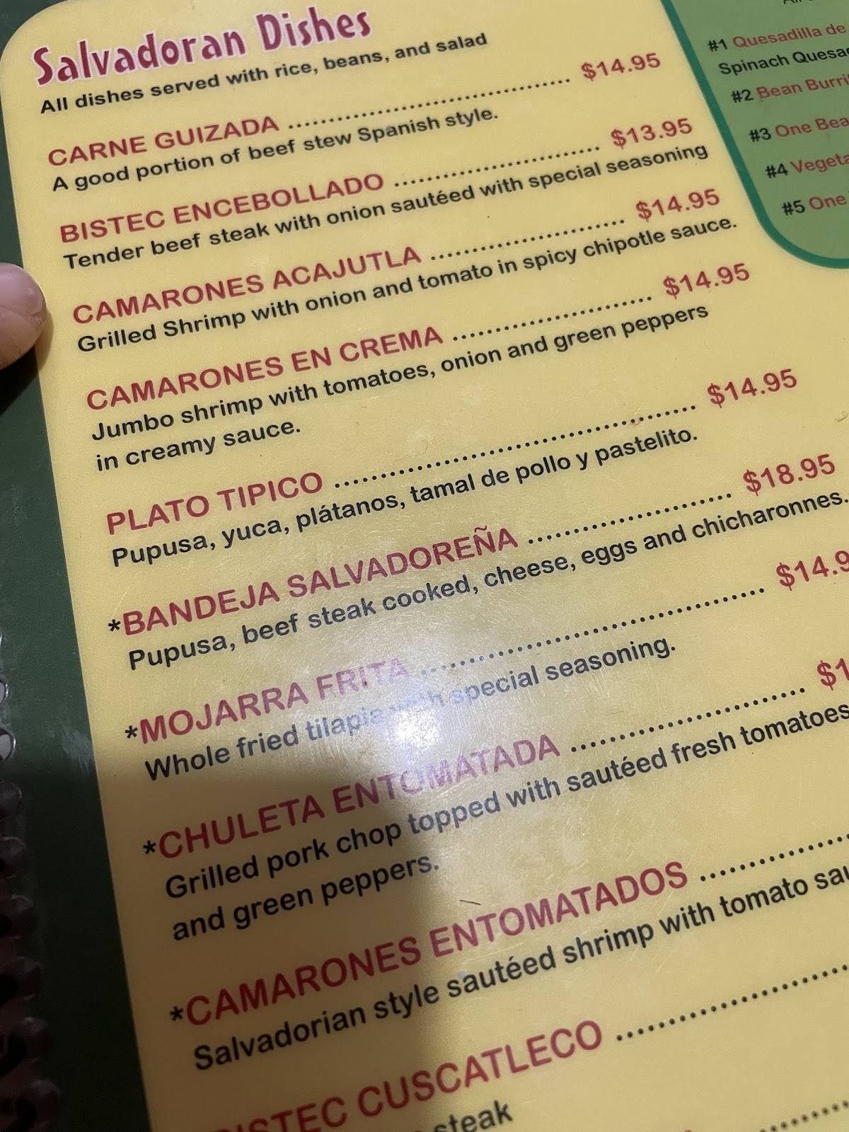 El Cuscatleco меню