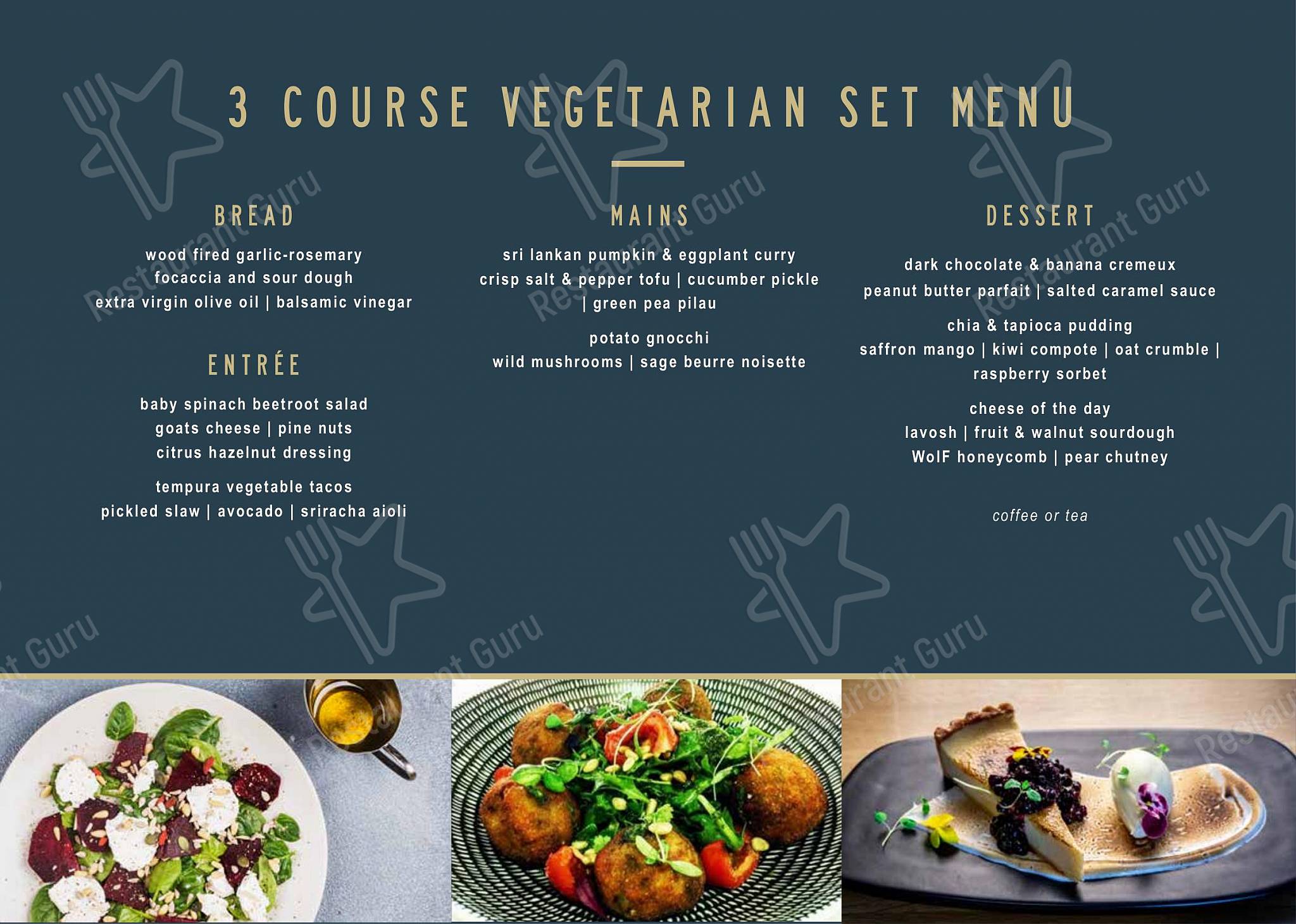 Table Menu ресторана Garfish Manly в Манли