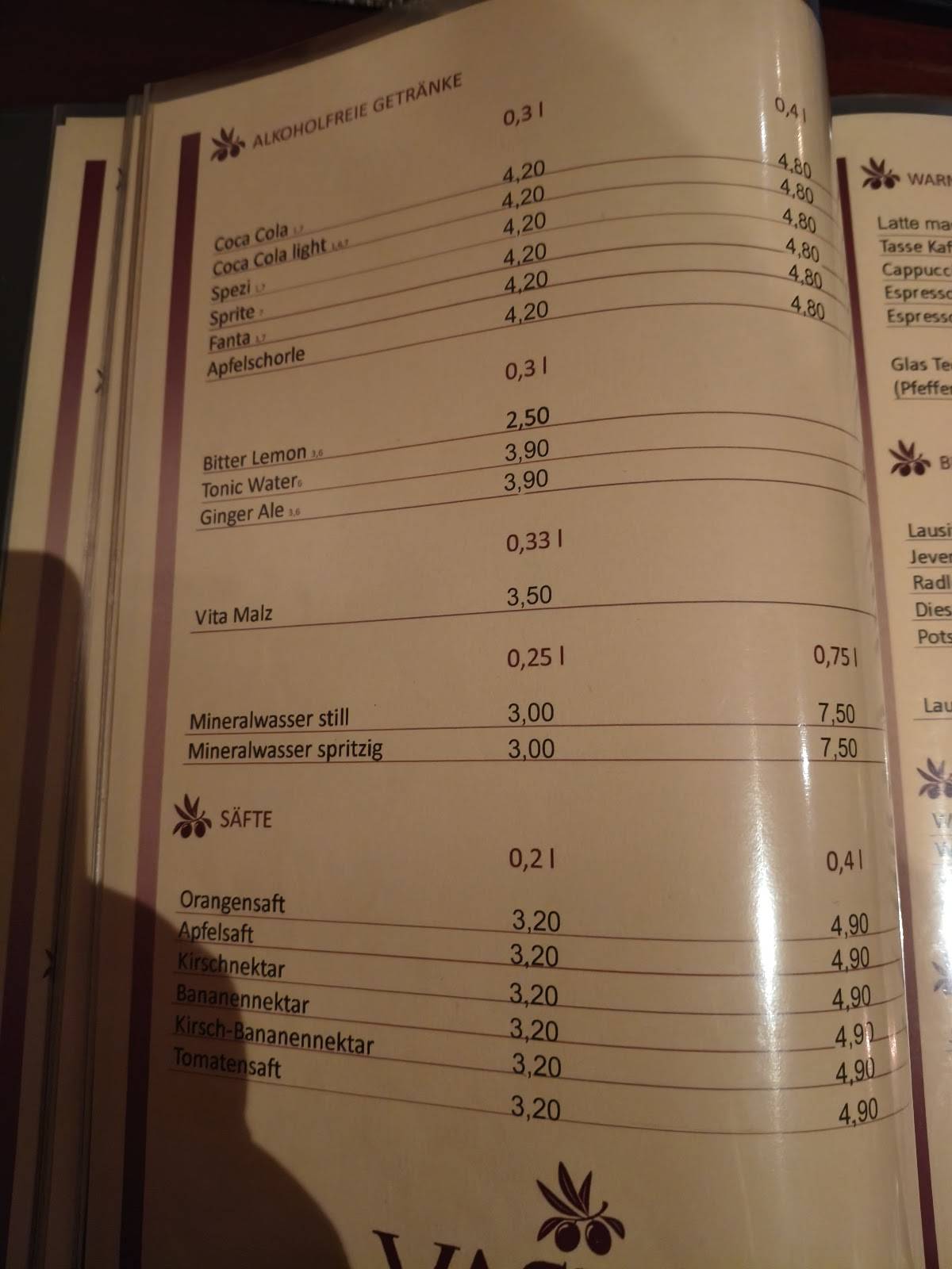 Griechisches Restaurant Vasilis меню