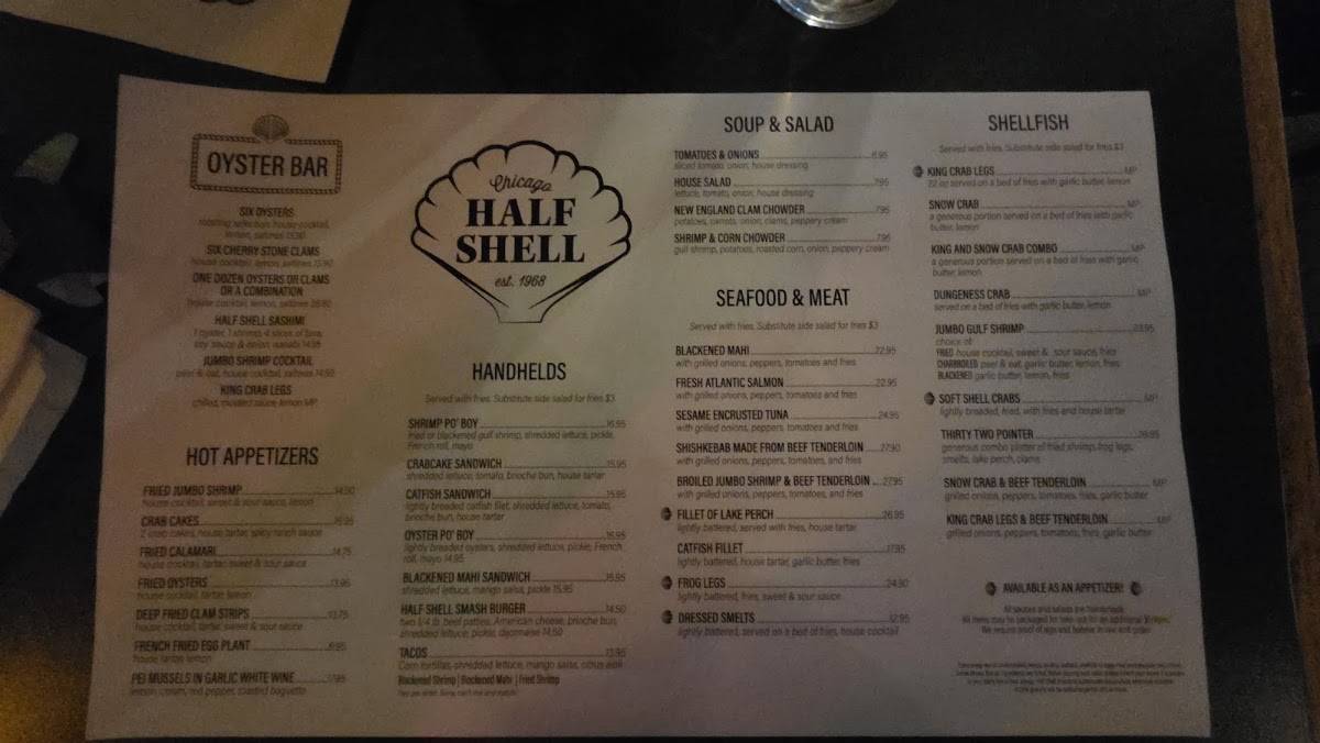 Half Shell меню