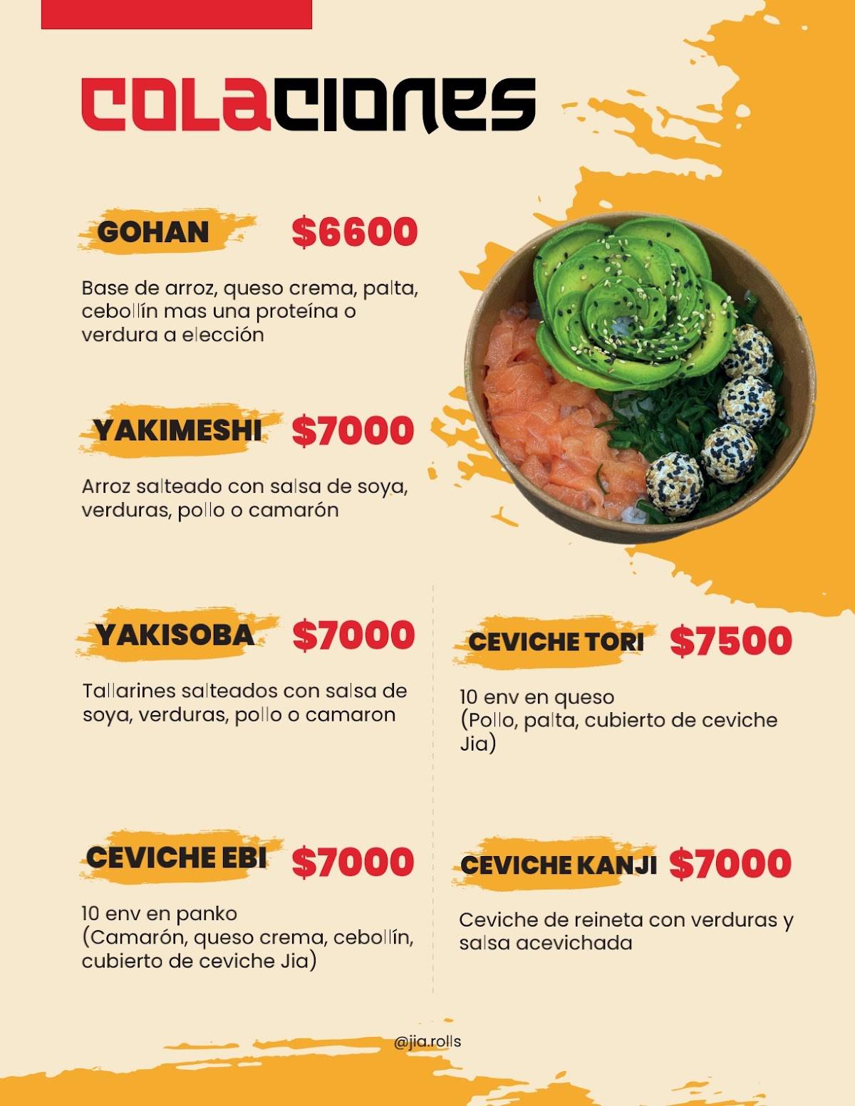 JIA ROLL´S меню