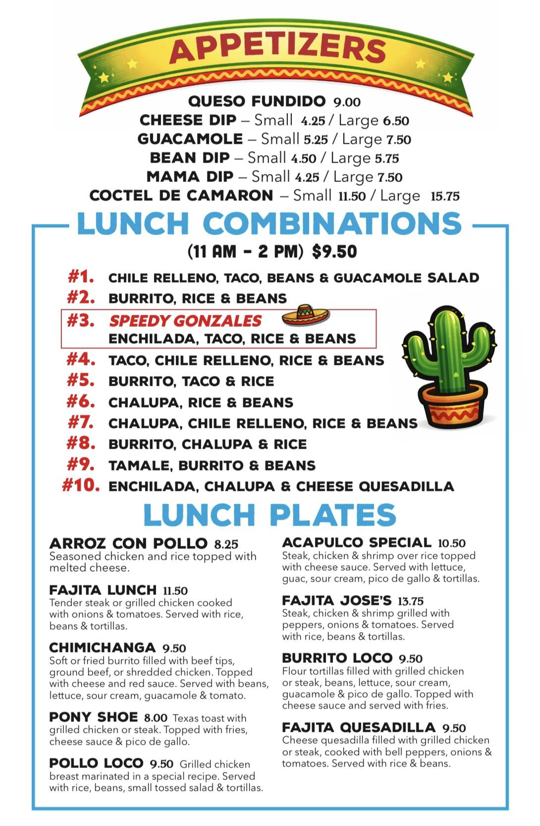 Jose’s Mexican Restaurant меню