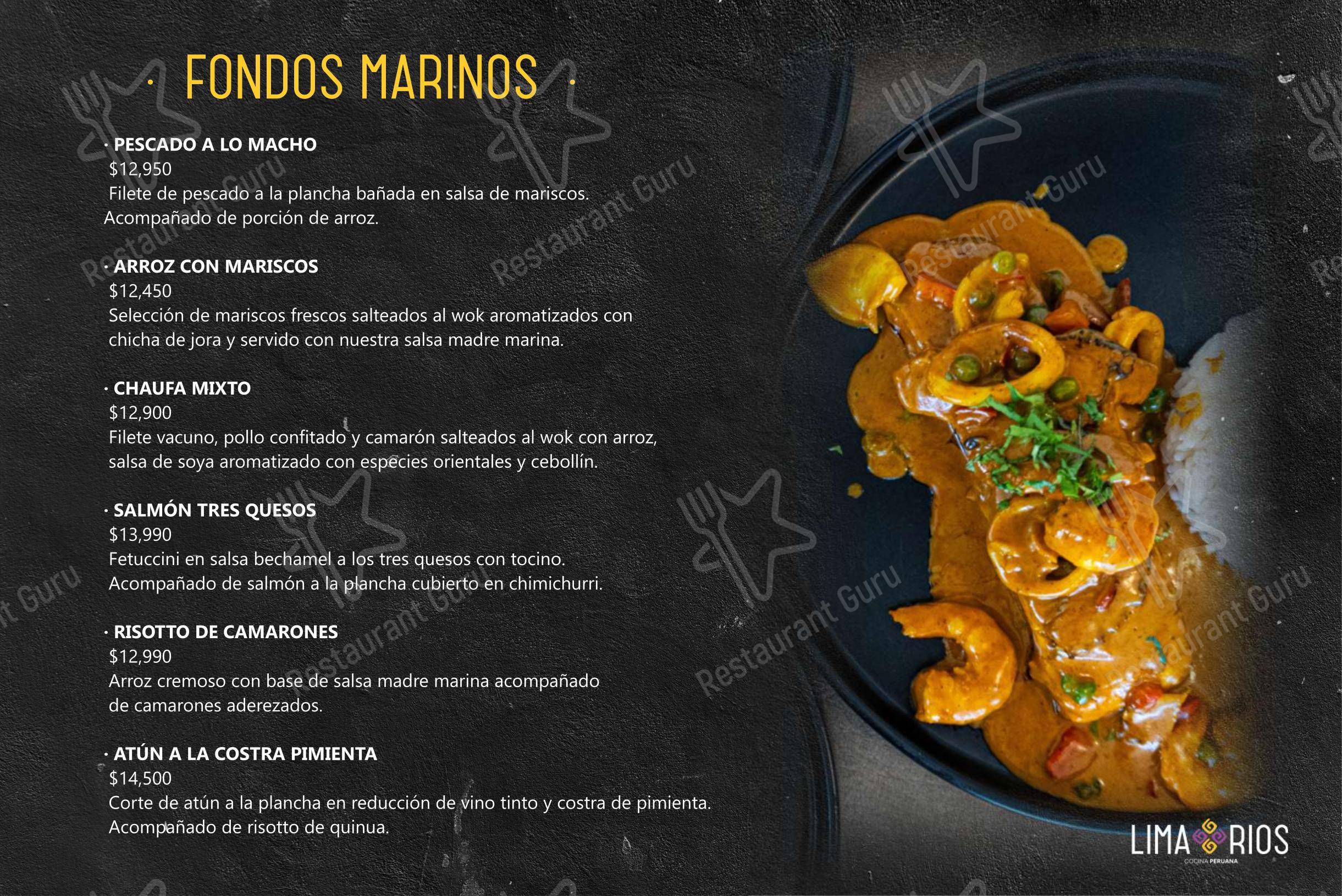 Меню ресторана Restaurant Lima Rios в Ла-Флориде