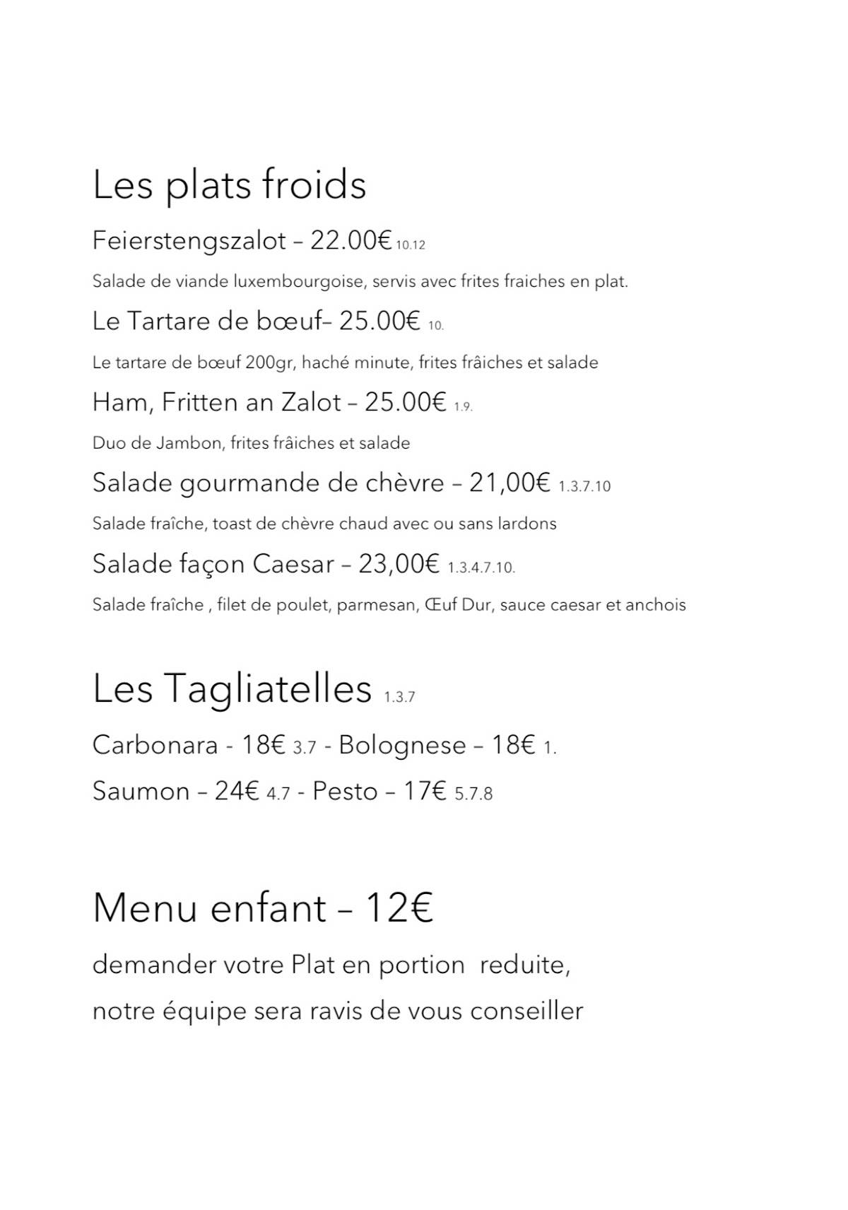 L'inoui S.a R.l. меню