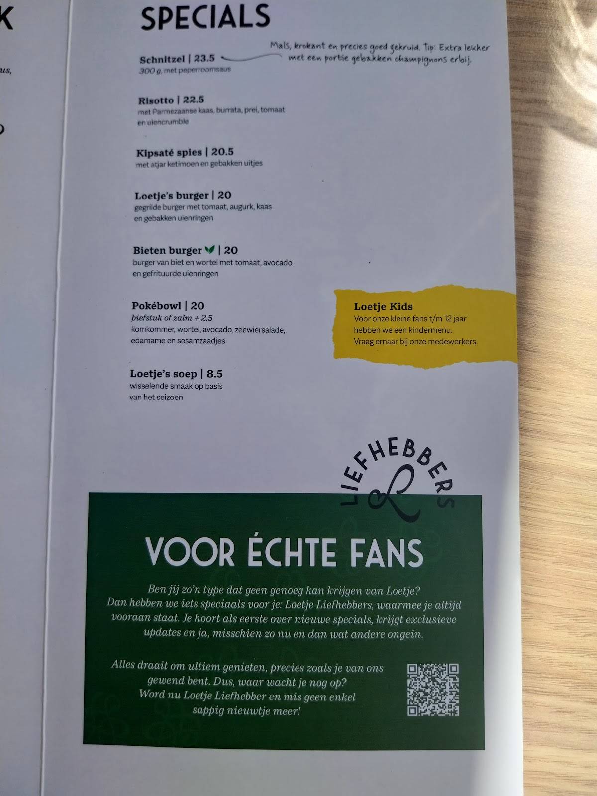 Loetje Reeuwijk меню