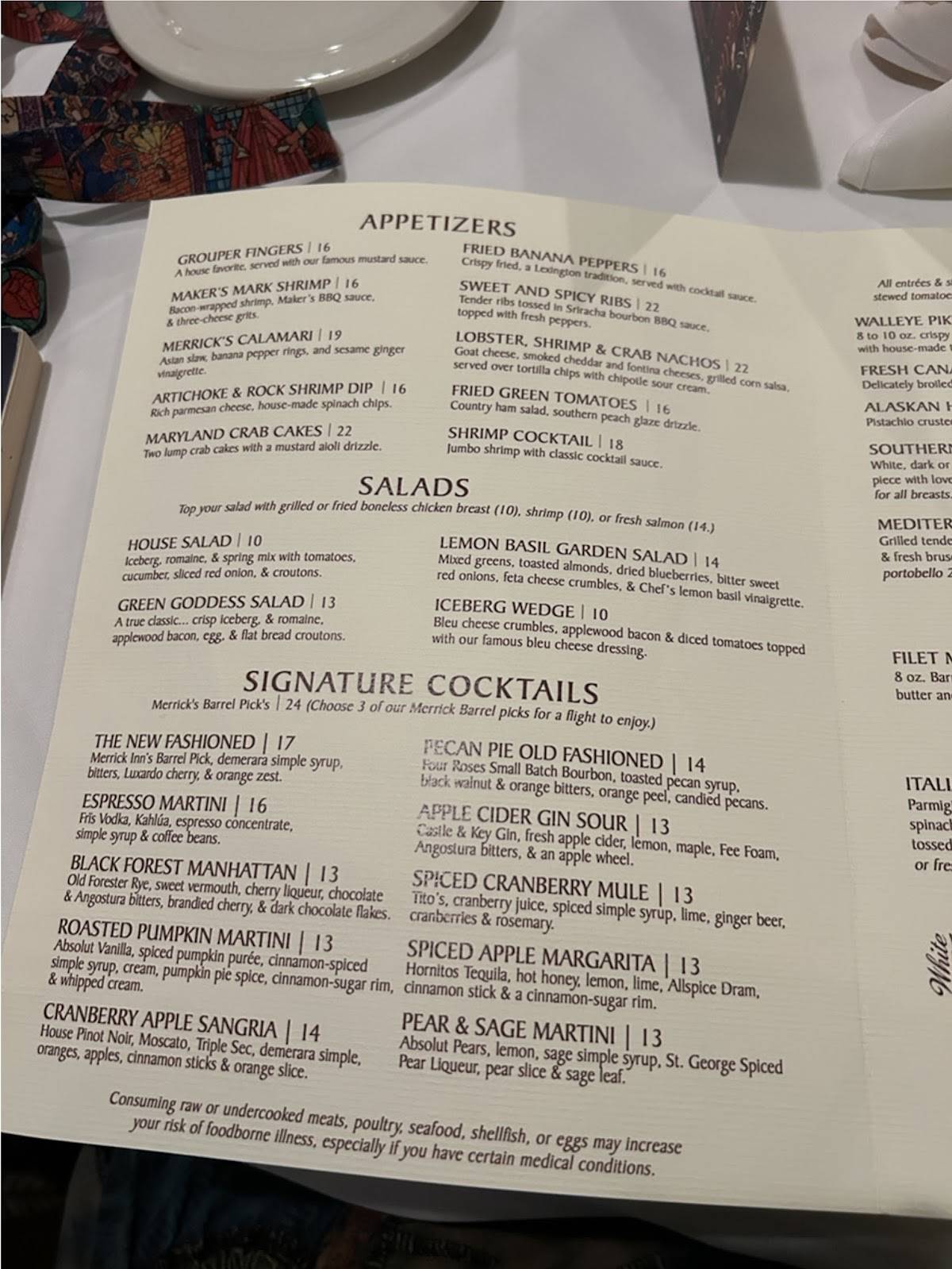 Merrick Inn Restaurant меню