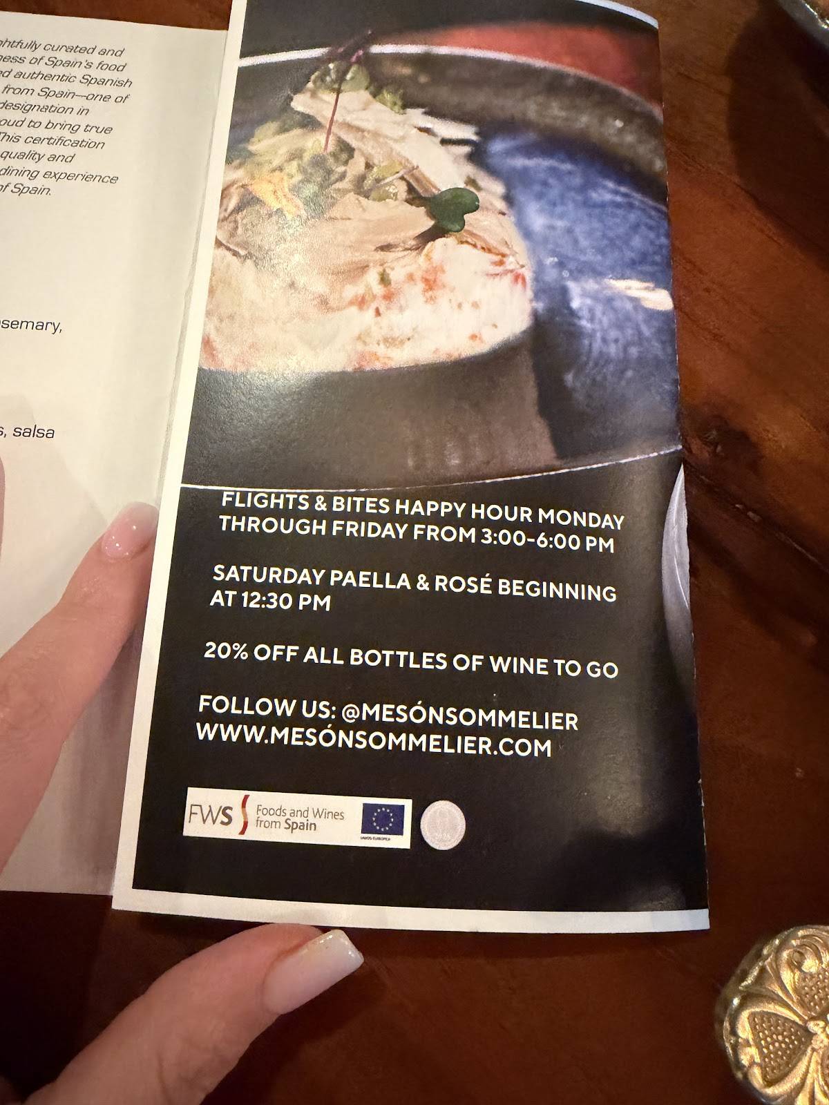 Mesón Sommelier меню