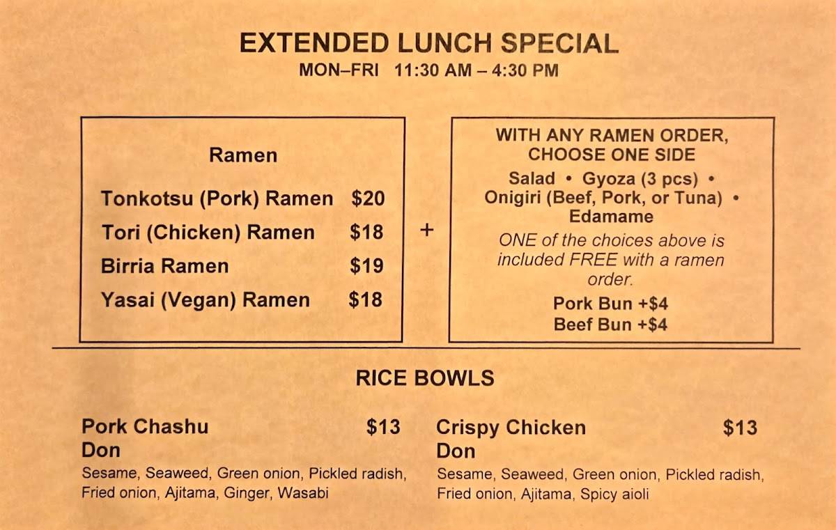 Monya Ramen меню