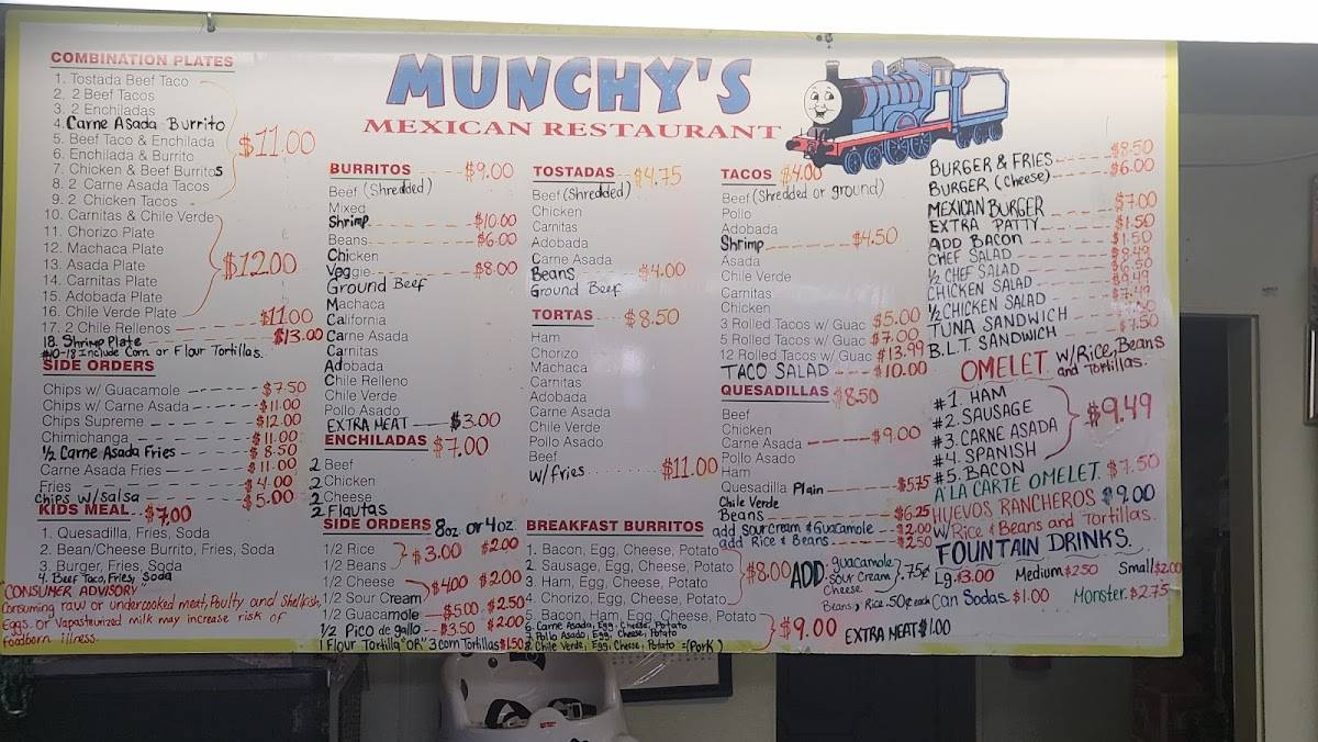 Munchy's Mexican Restaurant. меню