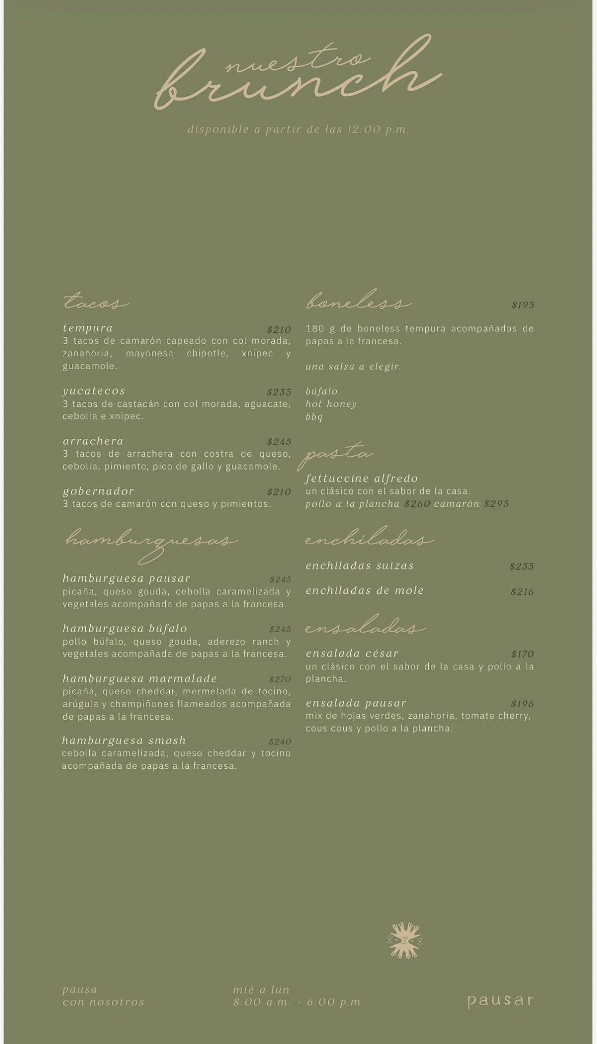 Pausar La Plancha меню