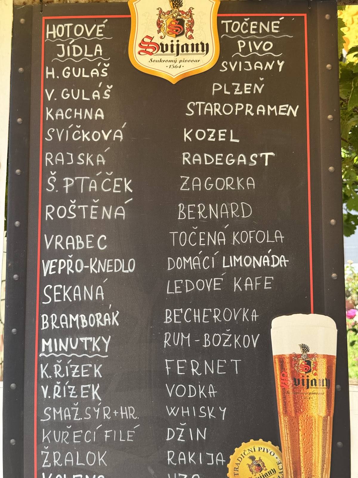 Praha меню