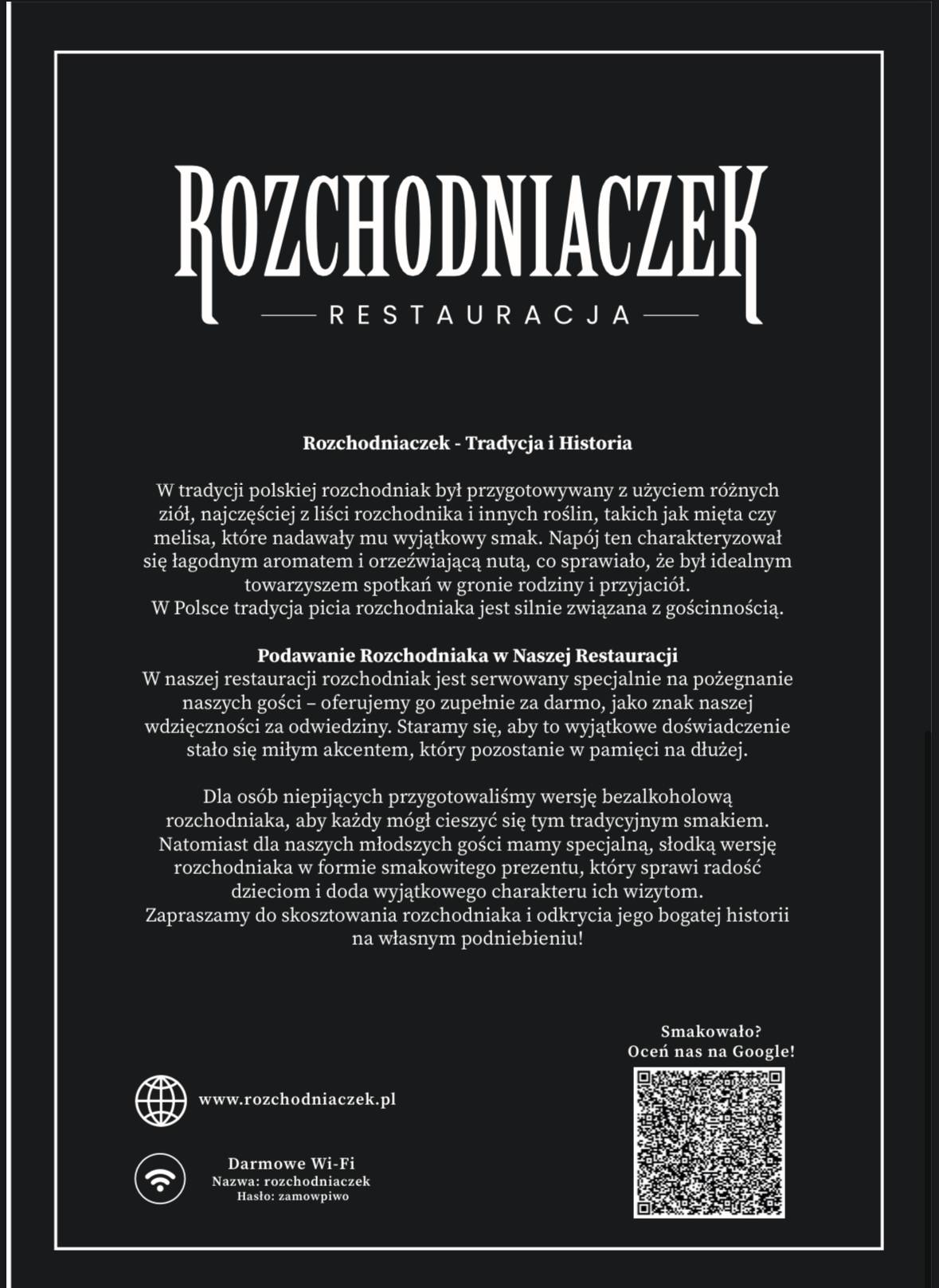 Restauracja Rozchodniaczek меню