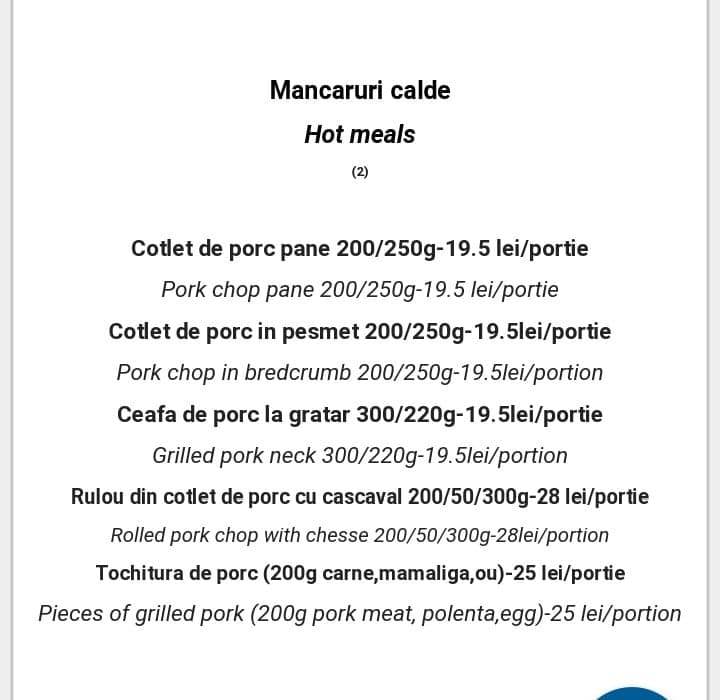Restaurant Apuseni меню