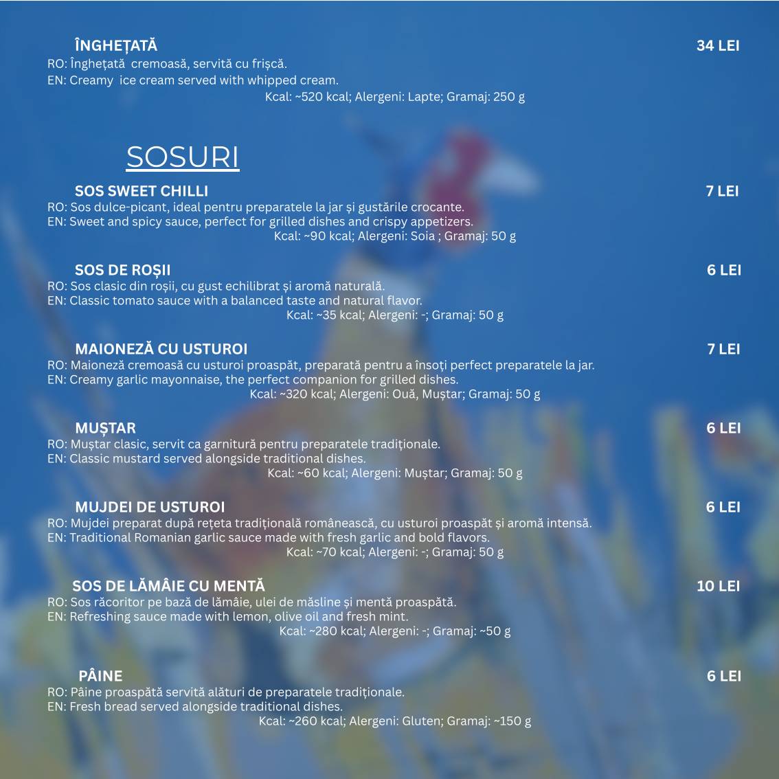 Restaurant Codru меню