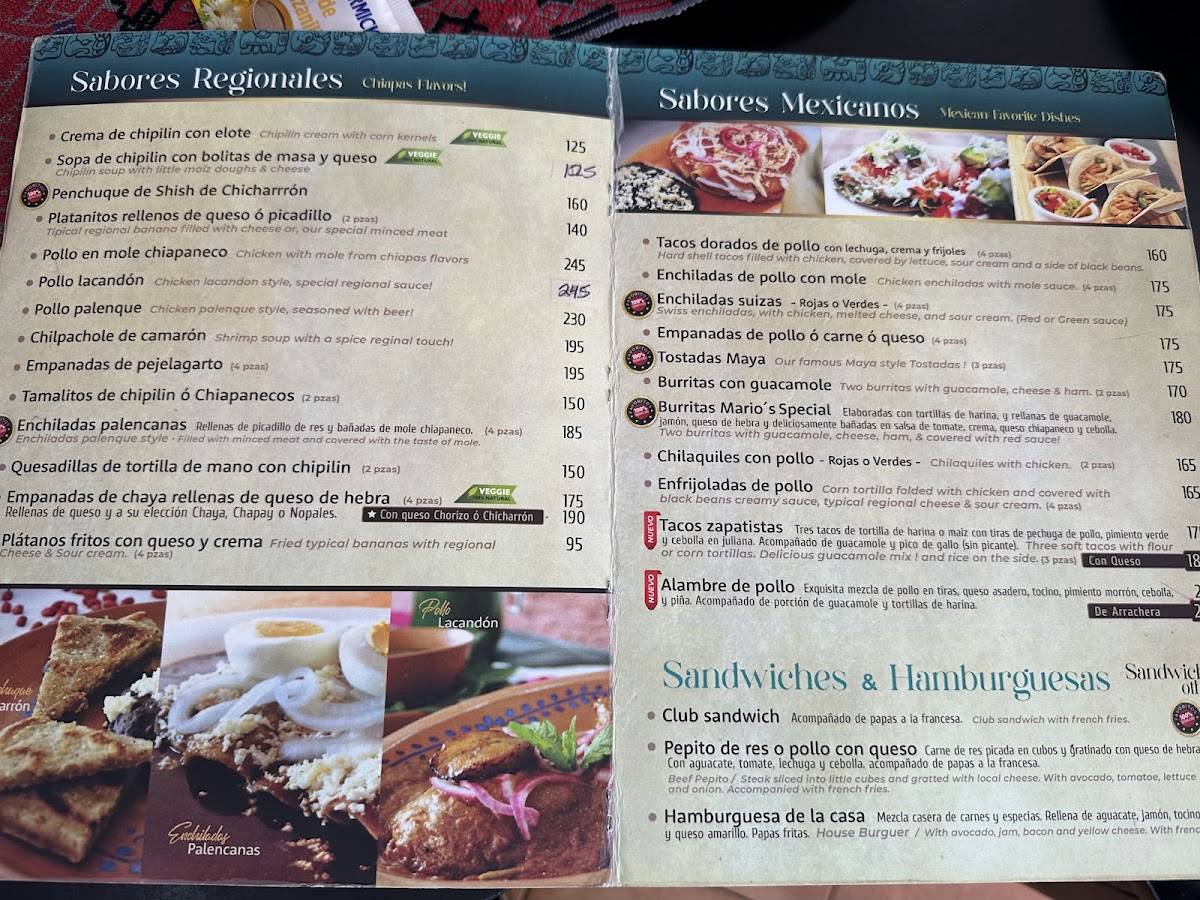 Restaurante Maya меню