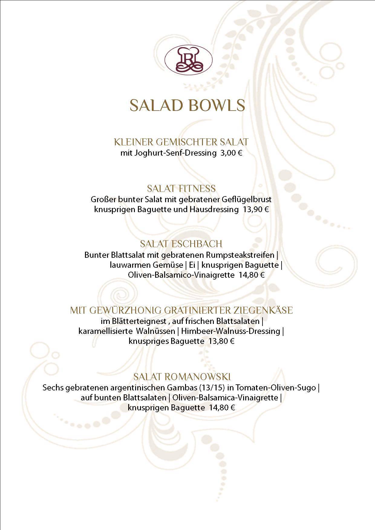 Restaurant Romanowski меню