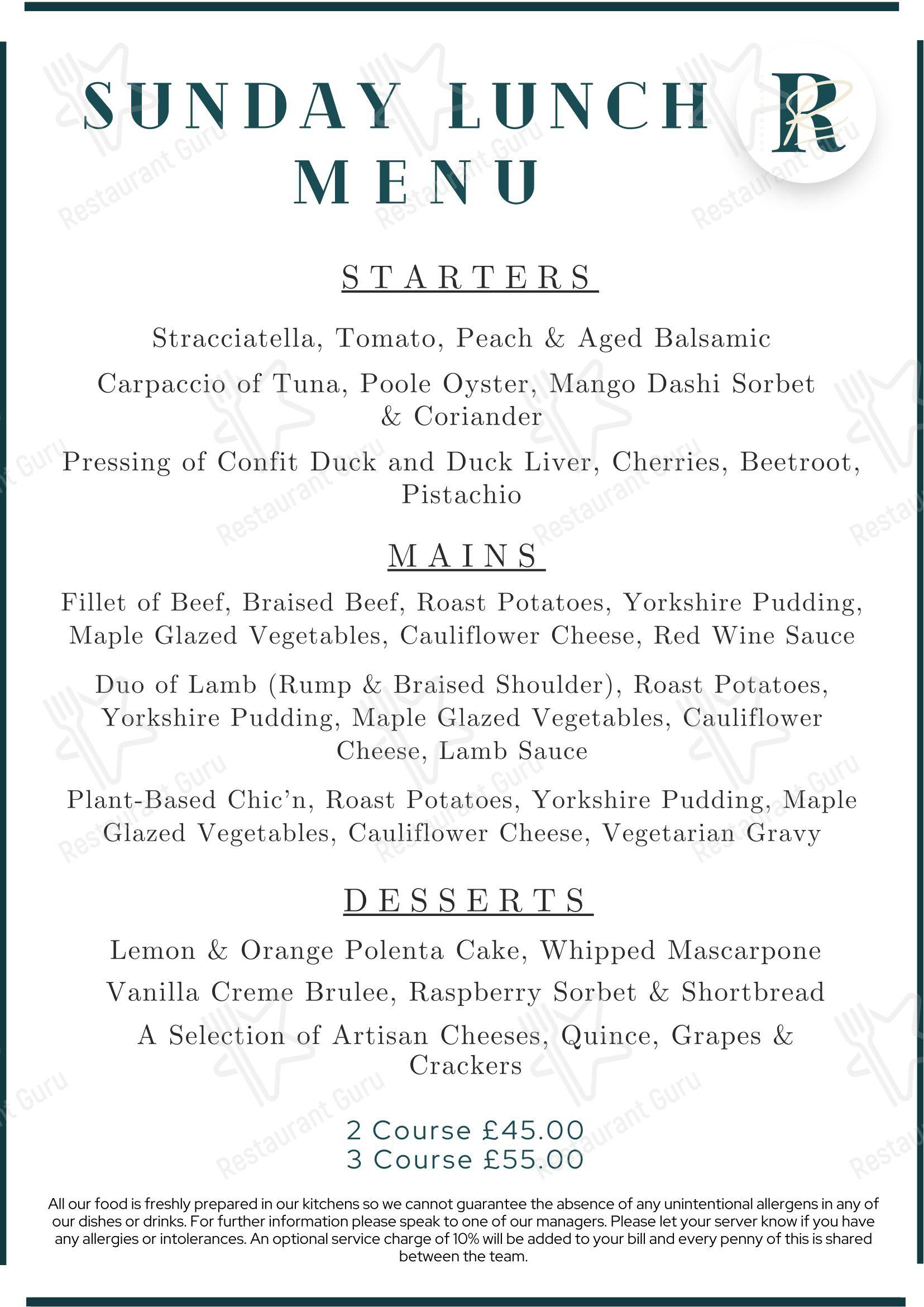 Меню ресторана Restaurant Roots - Dinner Menu