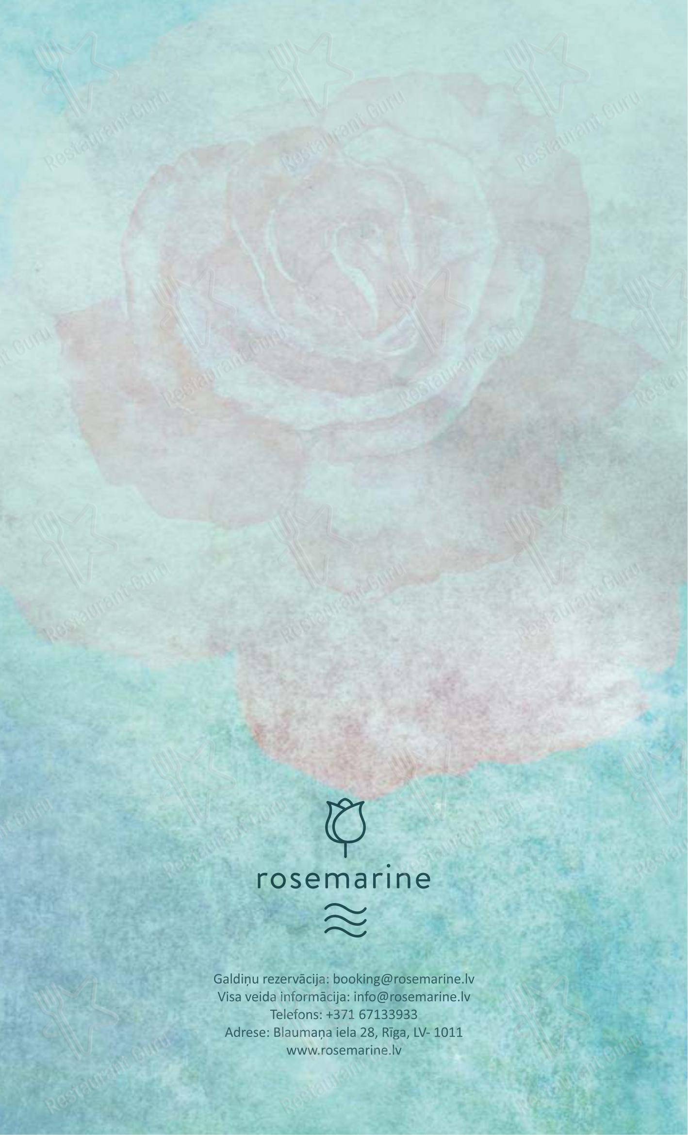 菜单 ресторана Restaurant Rosemarine