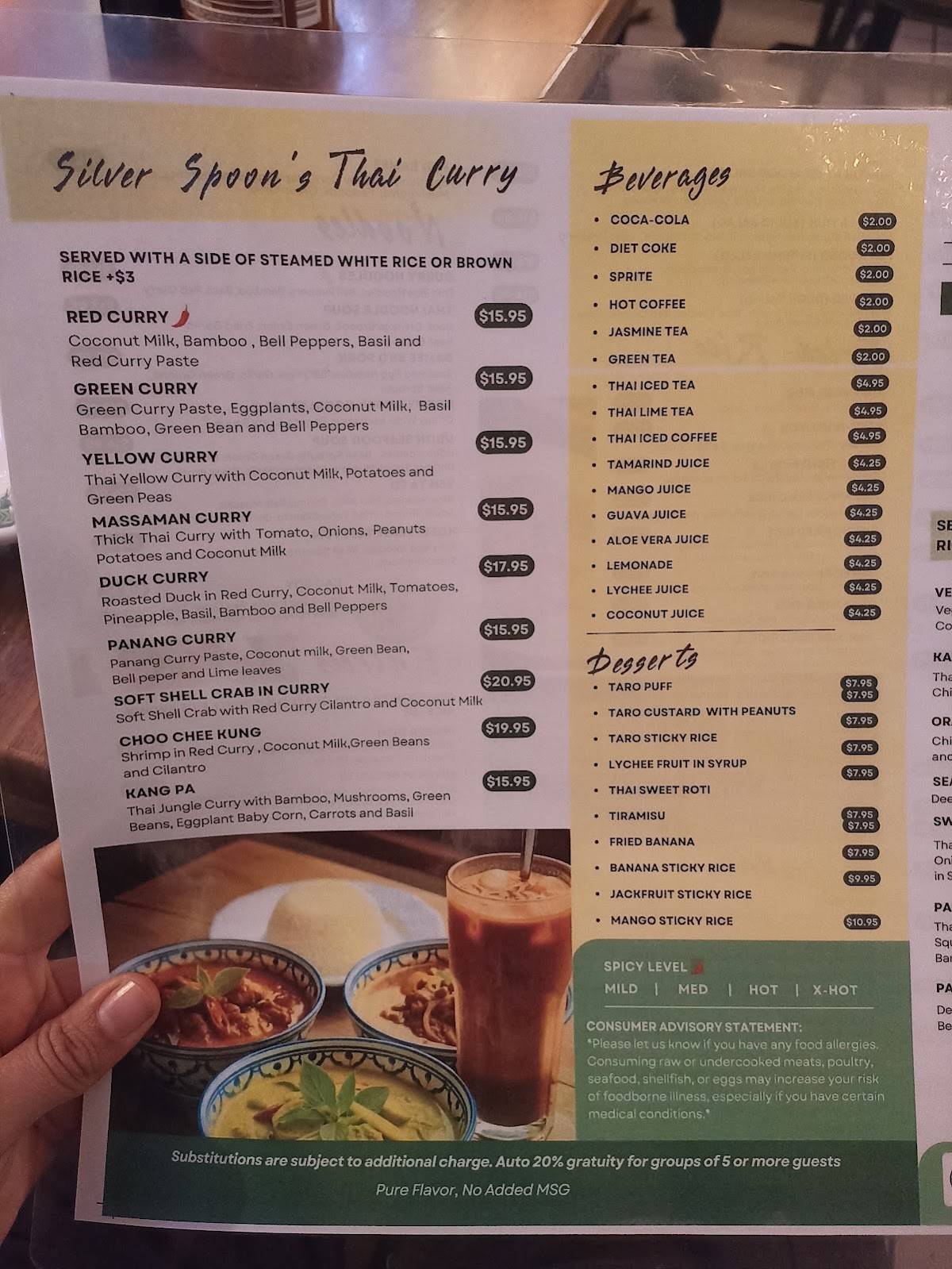 Silver Spoon Thai Restaurant меню