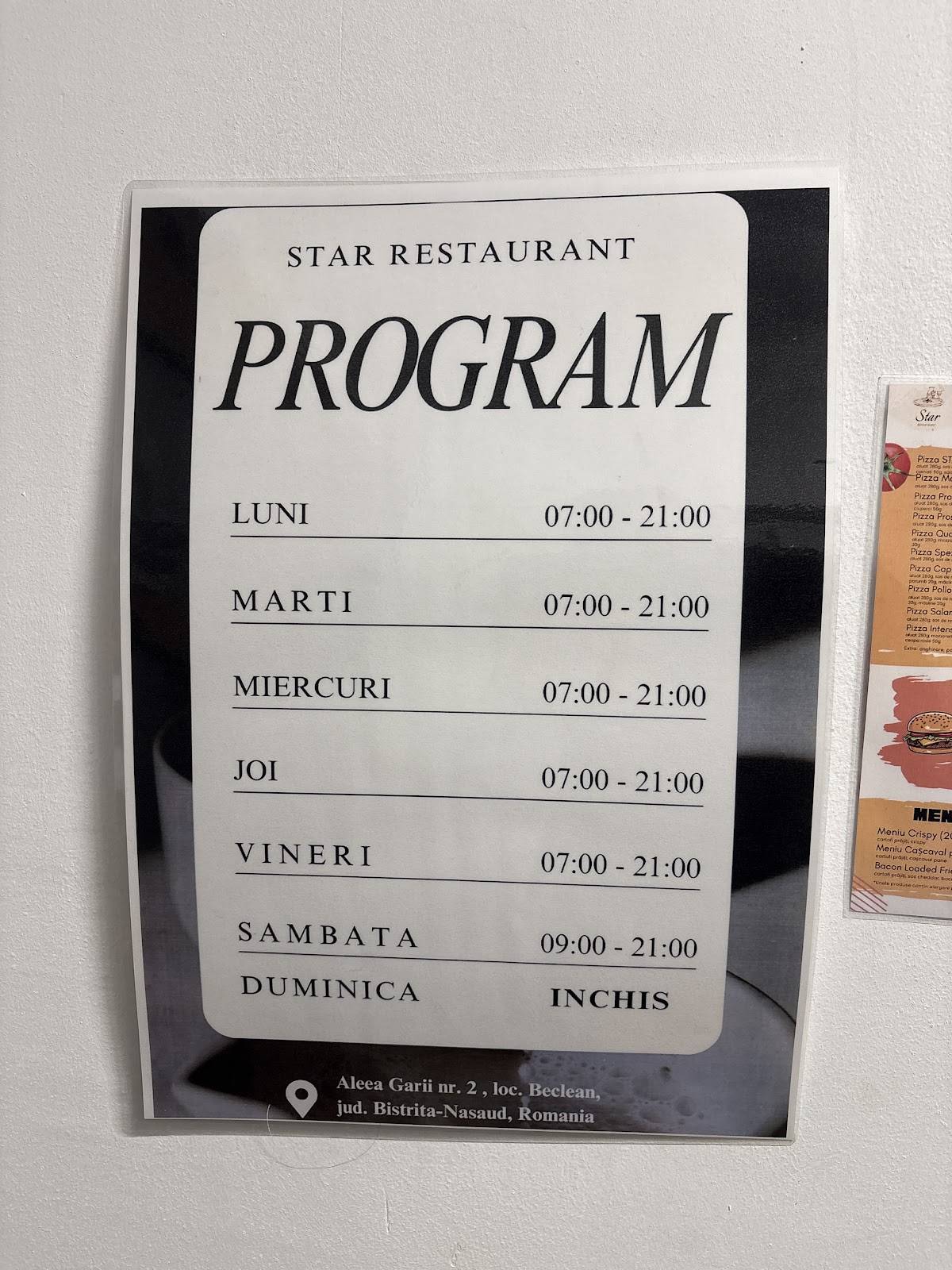 Restaurant Star меню