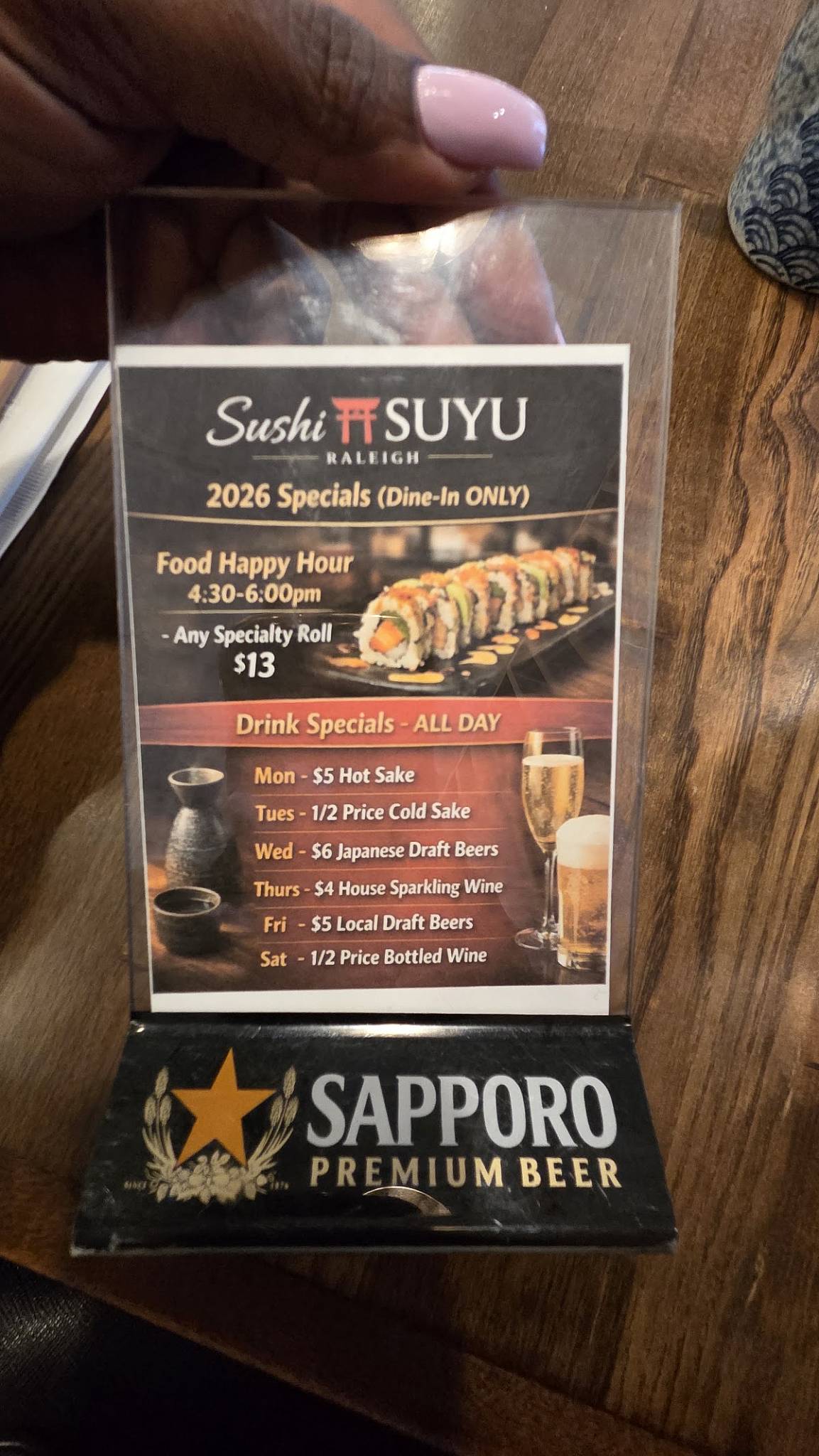 Sushi SUYU Raleigh меню