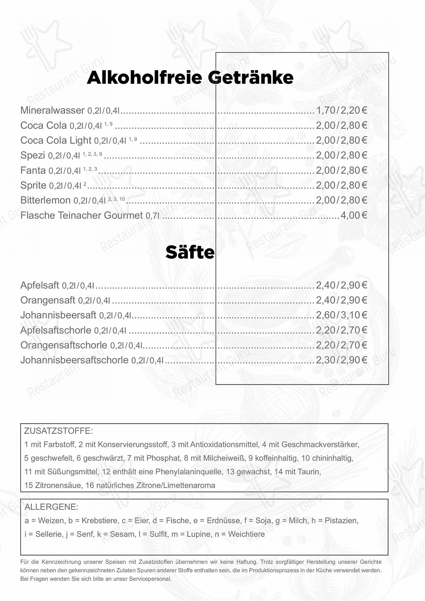 菜单 ресторана TC Rutesheim Club-Restaurant в Рутесхайме