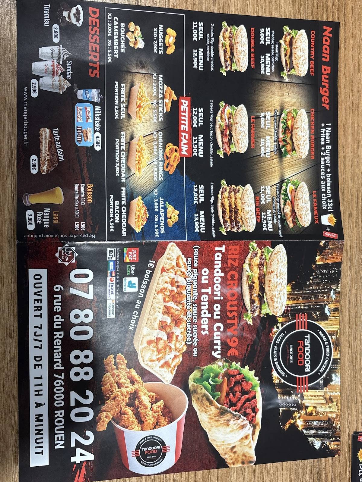 Tandoori food Rouen меню