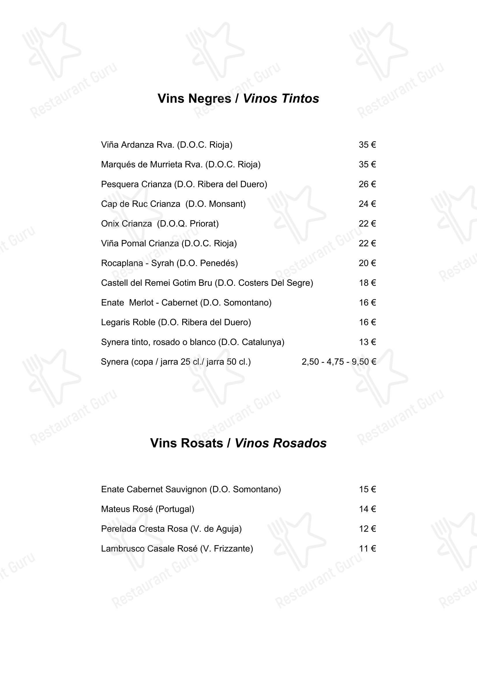 Меню ресторана Restaurant Tiku - Menu bistro