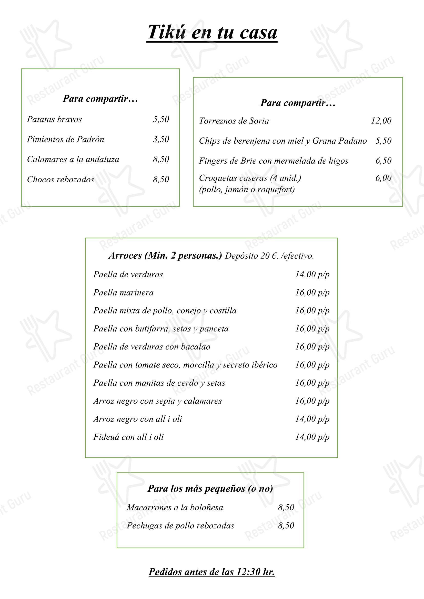 Restaurant Tiku в Риполлете - Wine Menu
