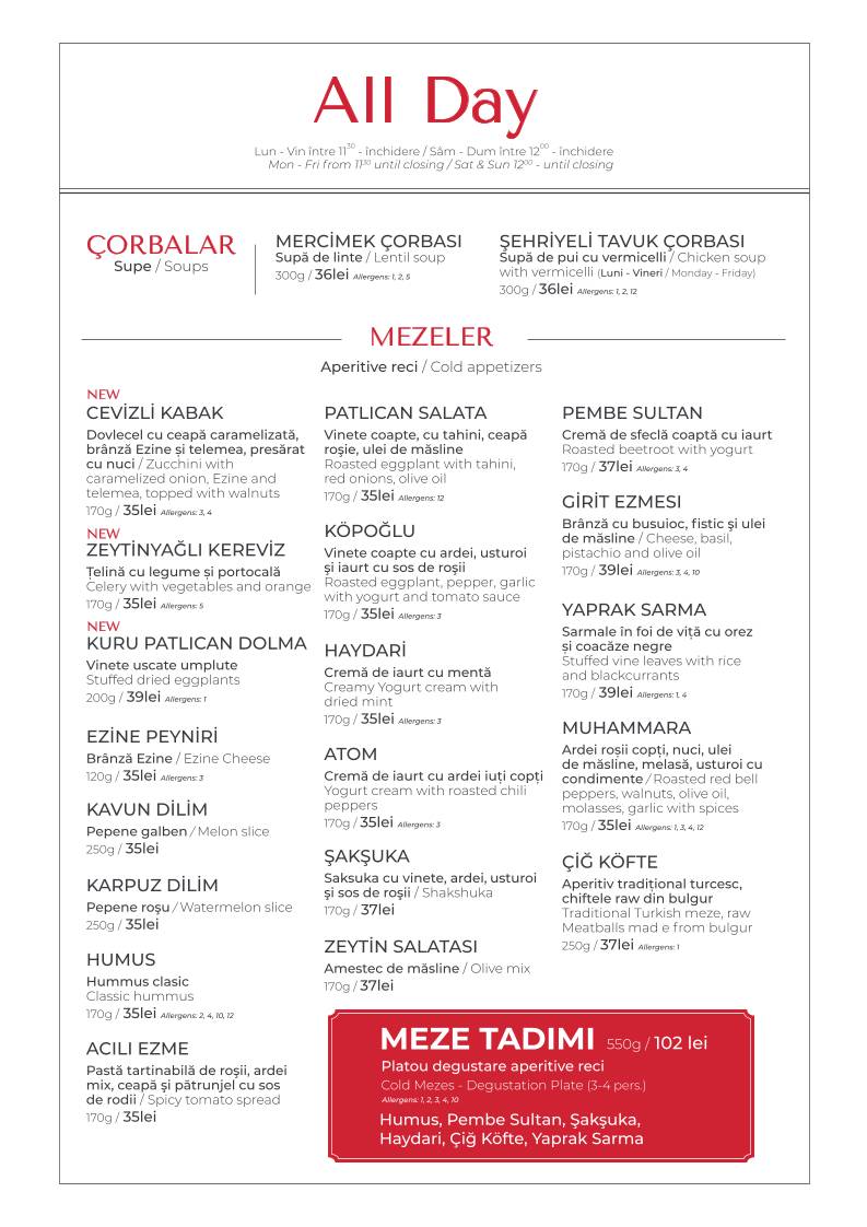 Turkish Kitchen Bucharest меню