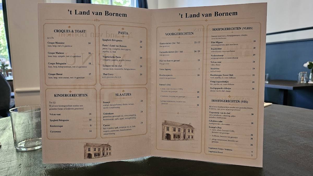 Restaurant 't Land van Bornem меню