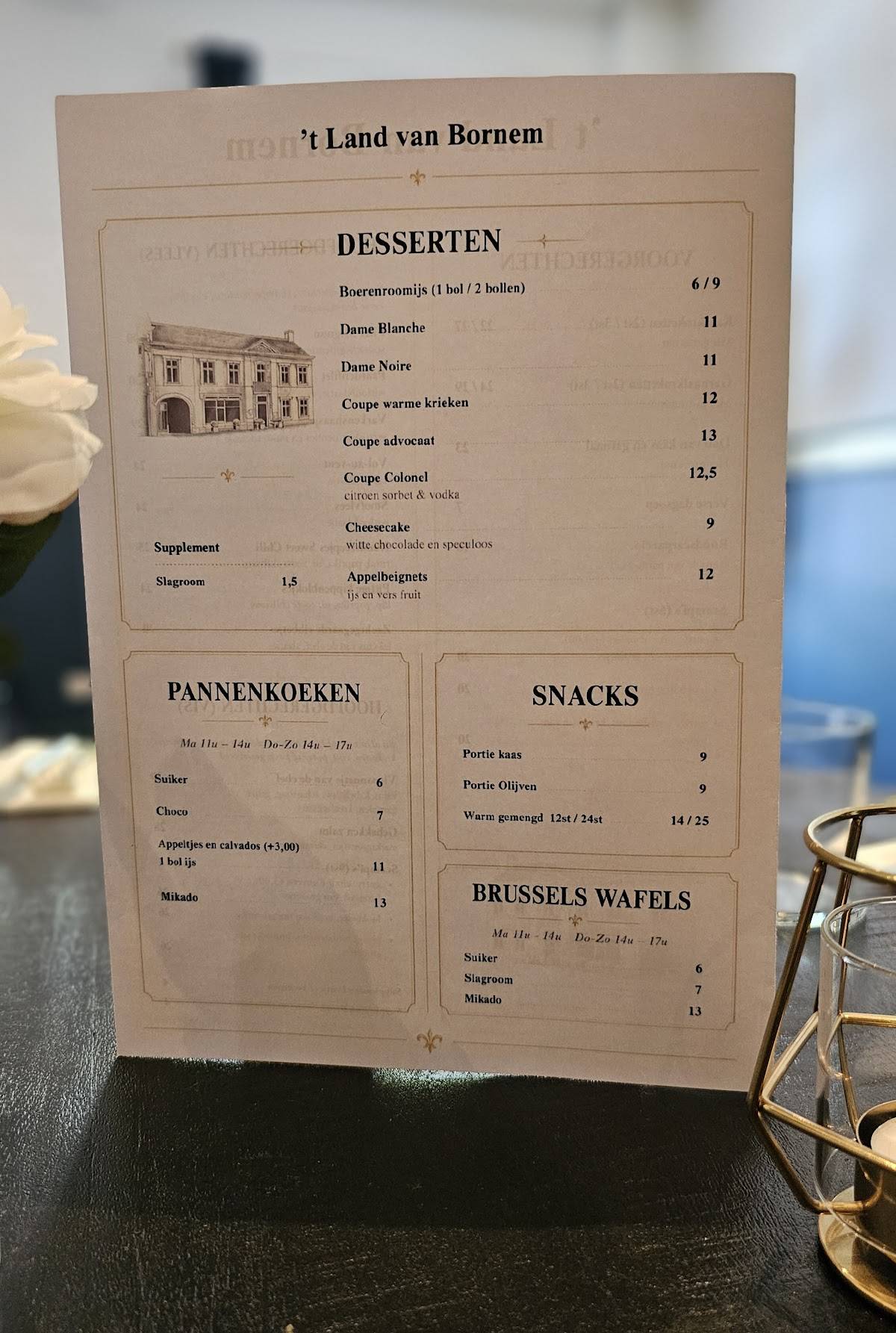 Restaurant 't Land van Bornem меню