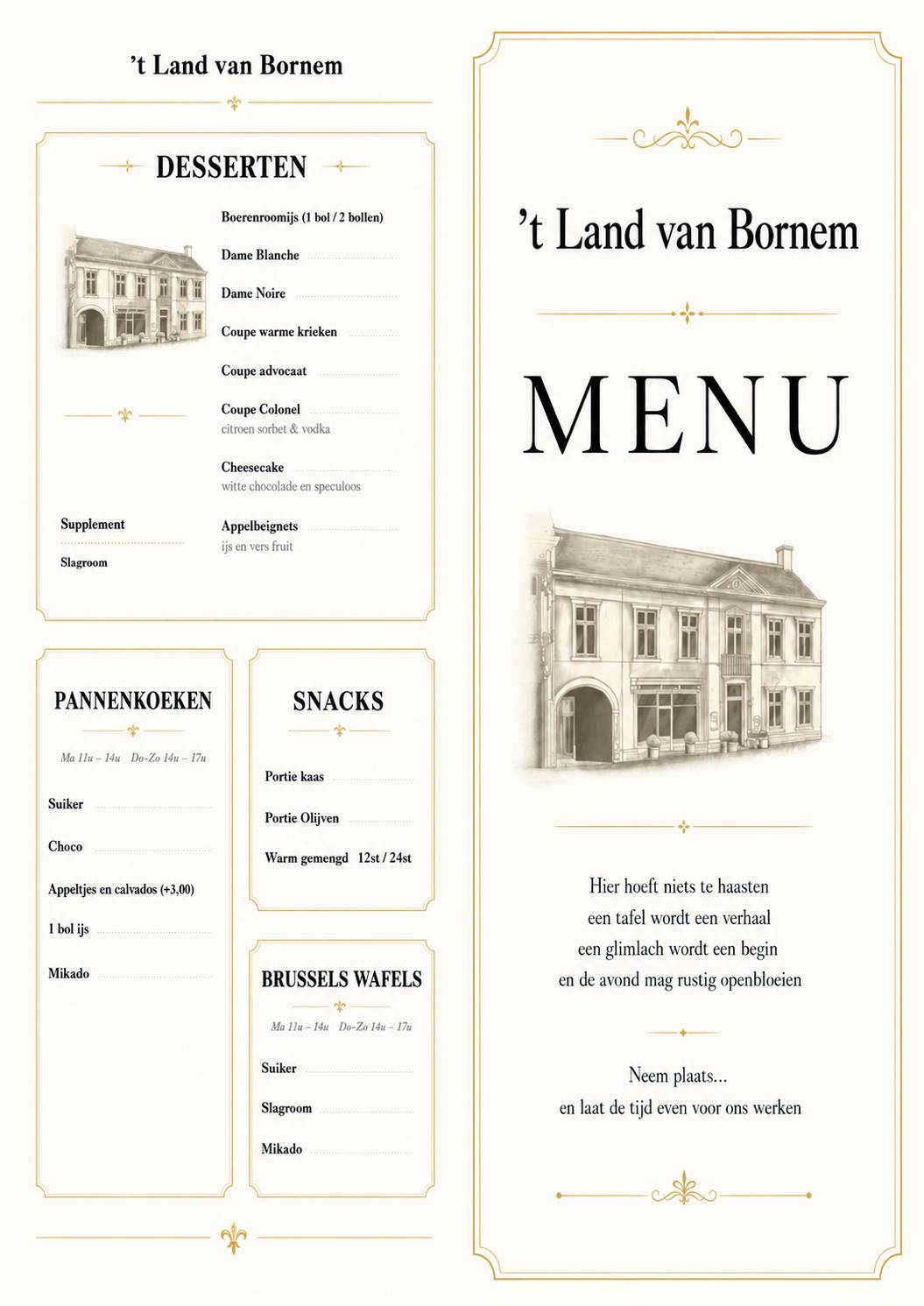 Restaurant 't Land van Bornem меню