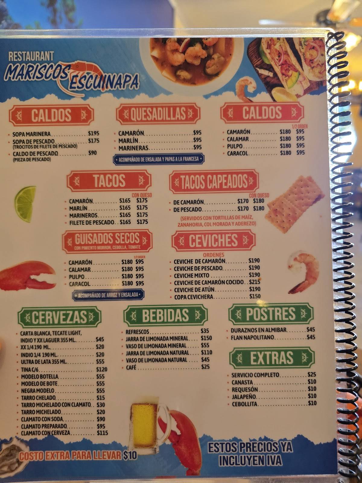 Restaurante Mariscos Escuinapa меню