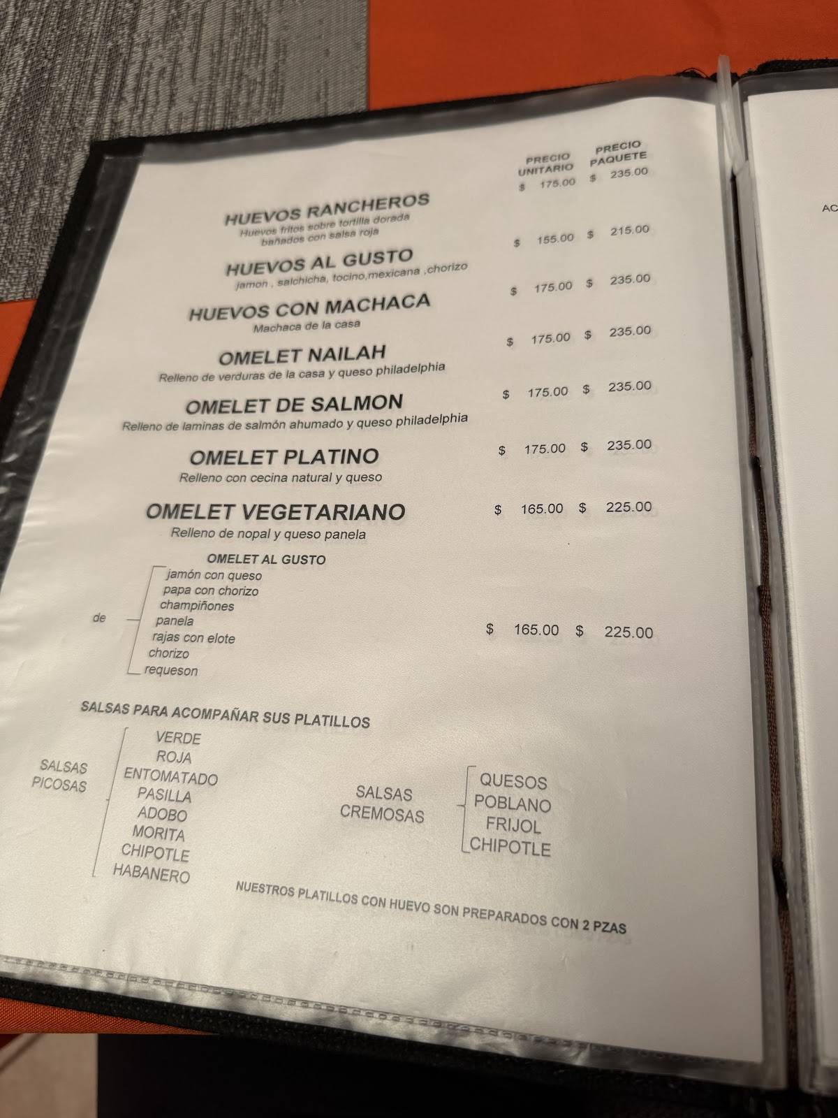 Restaurante Nailah меню