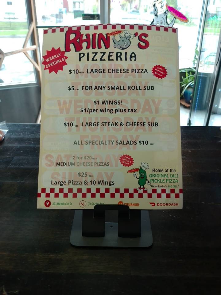 Rhino's Pizzeria меню