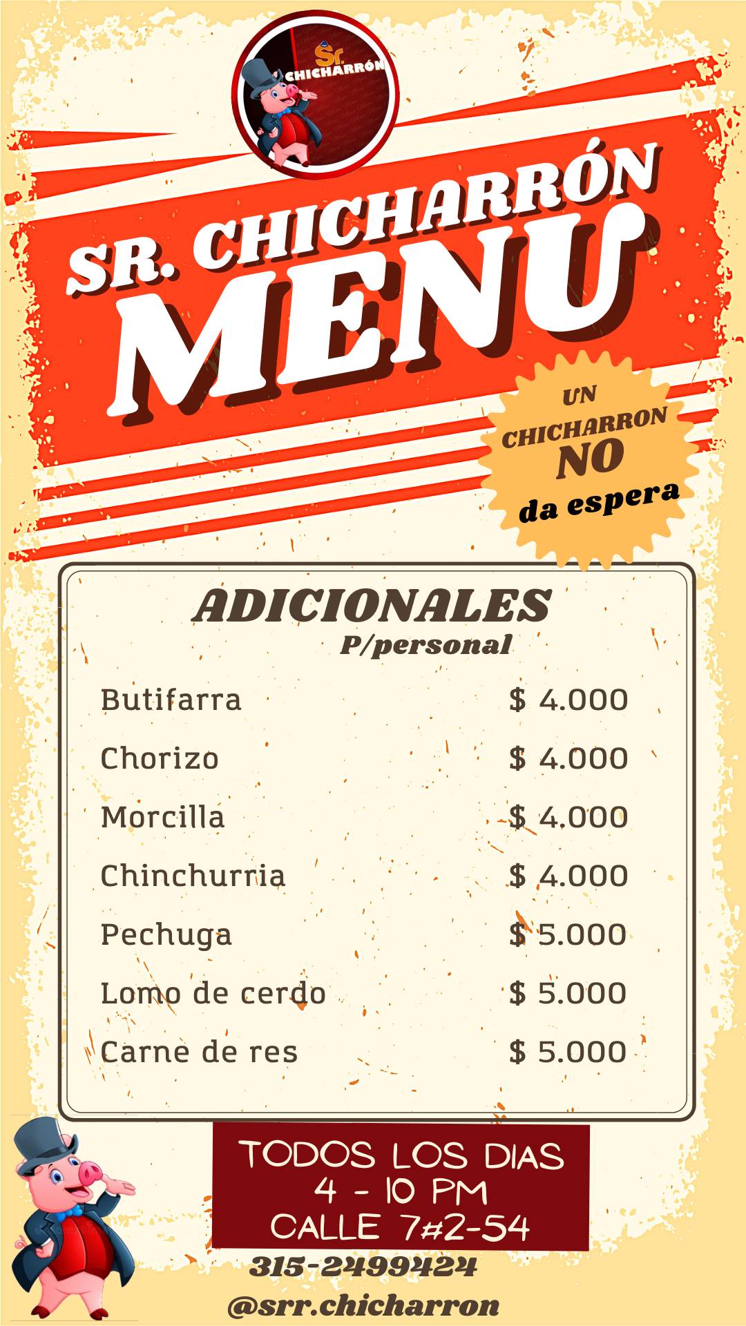 Sr. Chicharrón меню